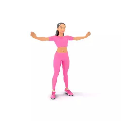Athletic Female Character in Pink Attire  Rigged and Animated