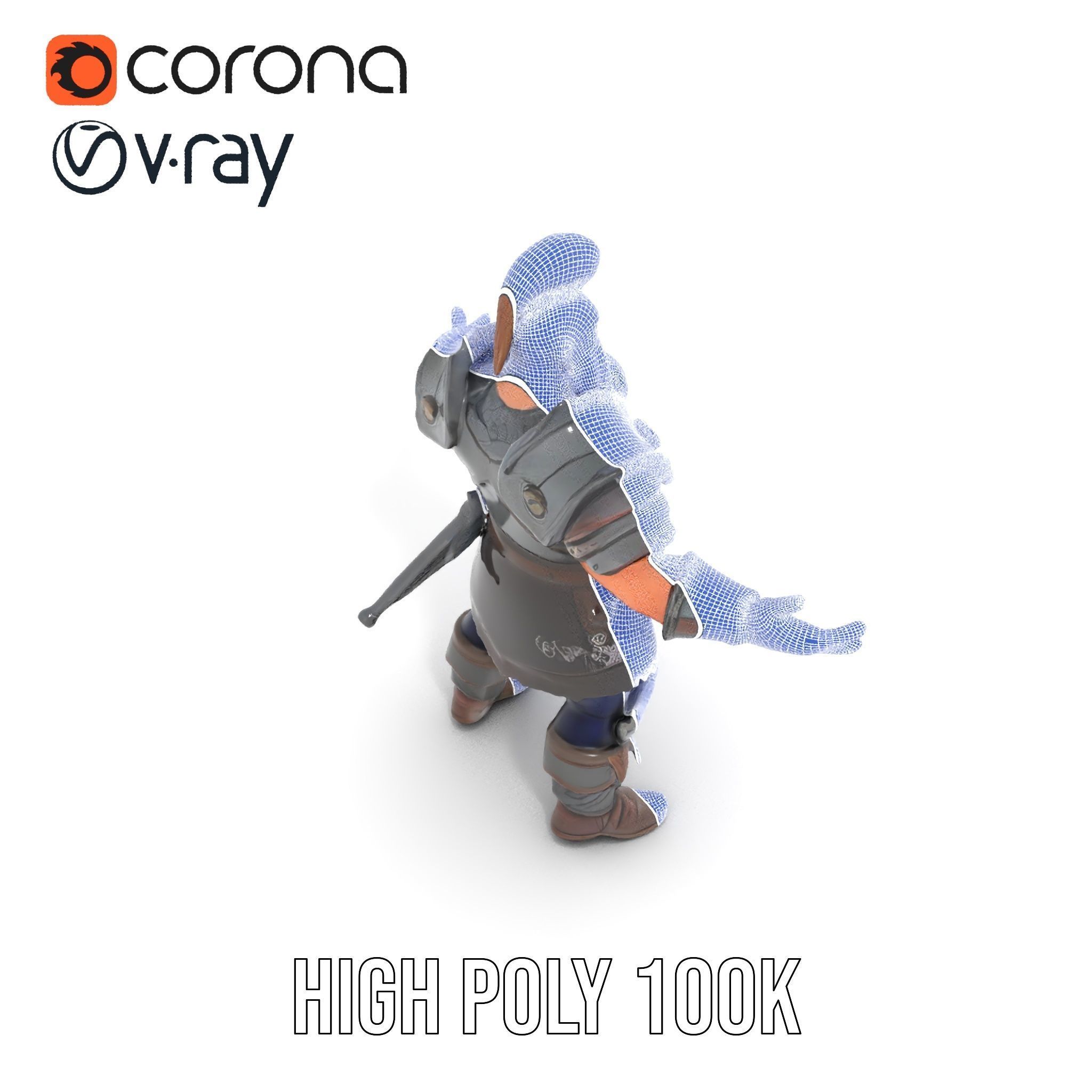 Warrior Barbarian Rigged and Animated D Character Model Low-poly 3D model_25