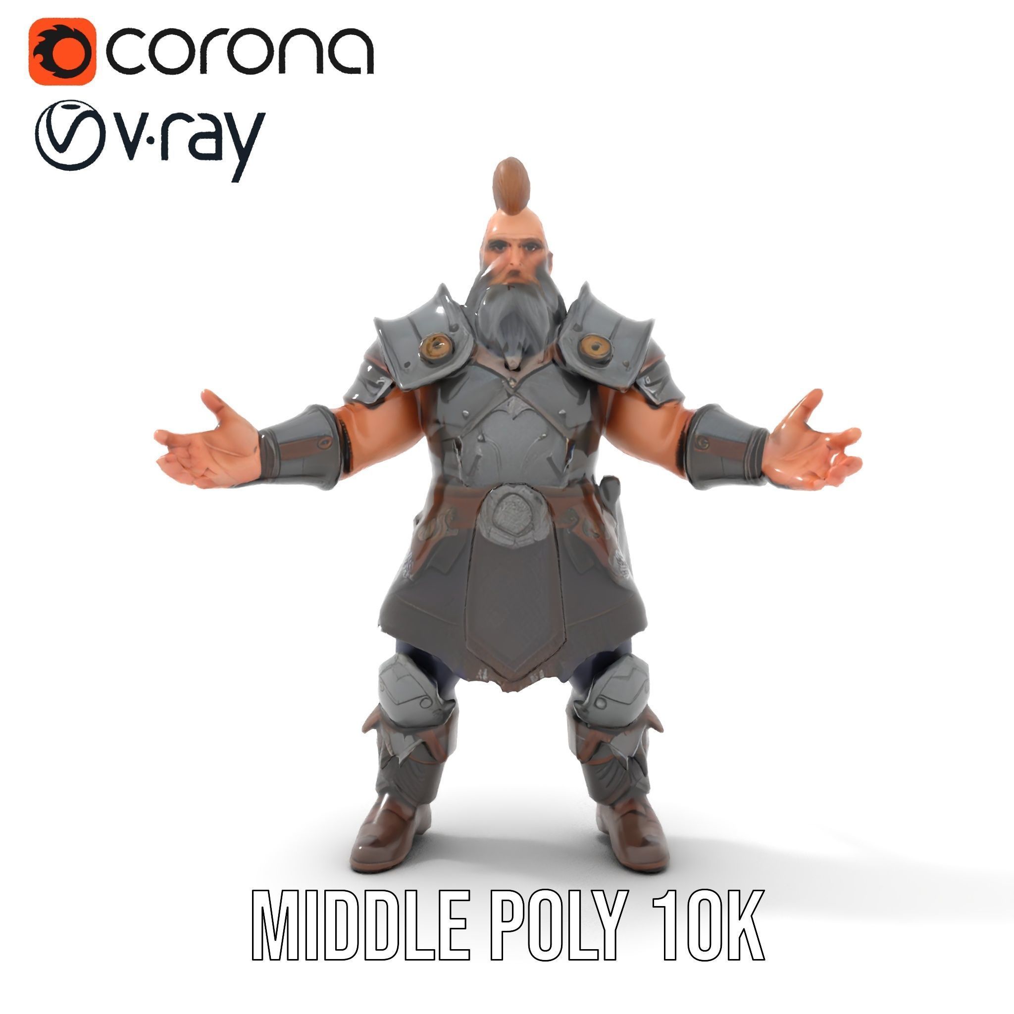 Warrior Barbarian Rigged and Animated D Character Model Low-poly 3D model_26
