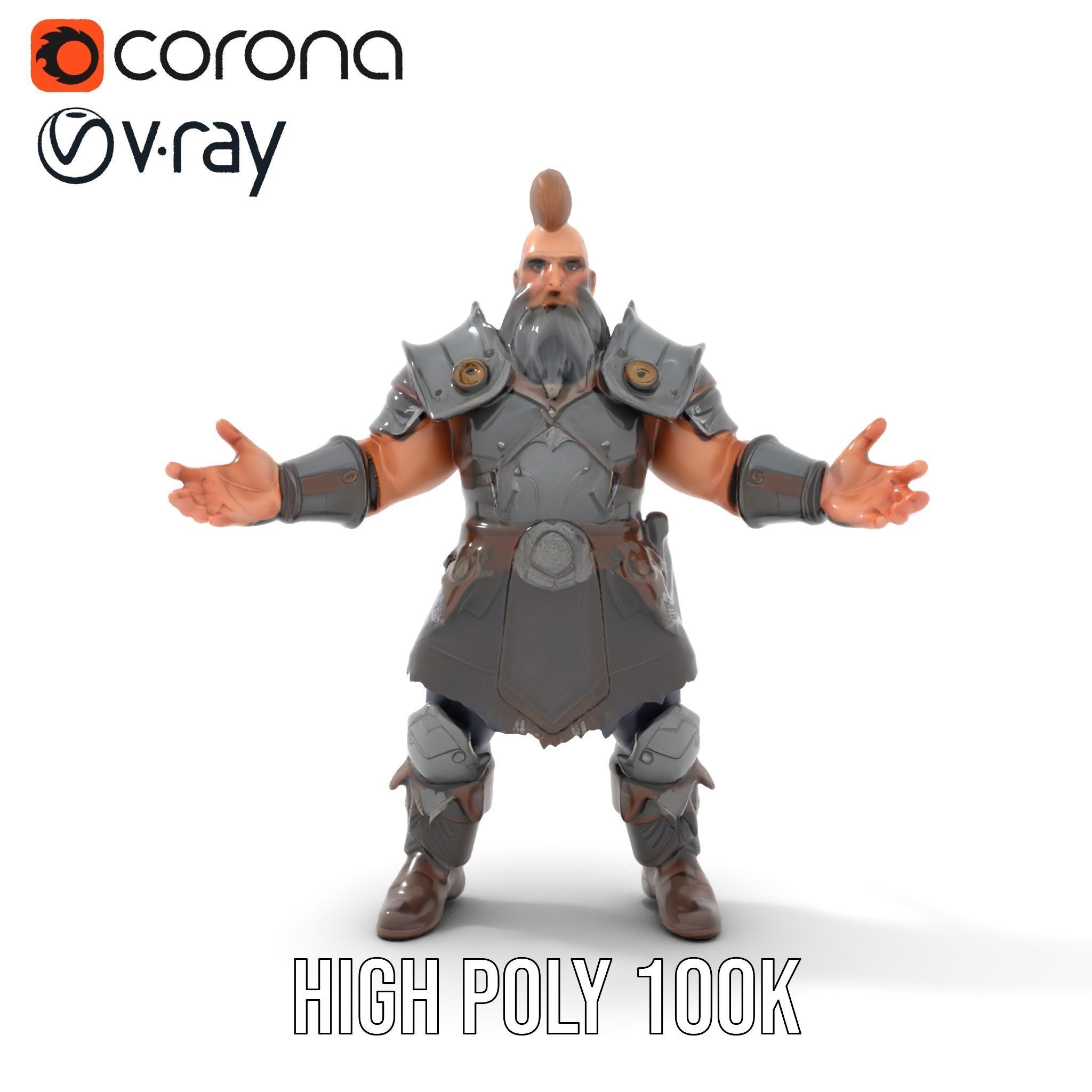 Warrior Barbarian Rigged and Animated D Character Model Low-poly 3D model_28