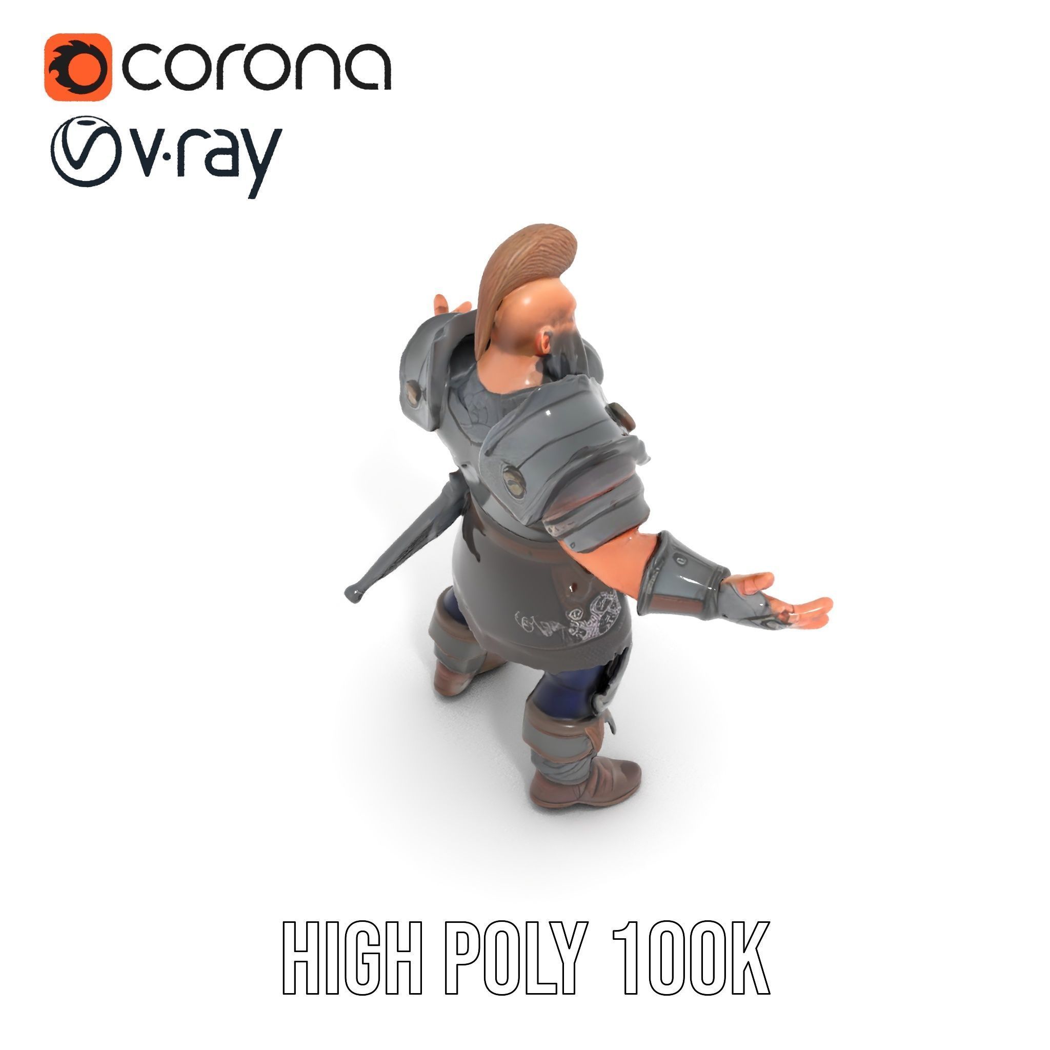 Warrior Barbarian Rigged and Animated D Character Model Low-poly 3D model_16