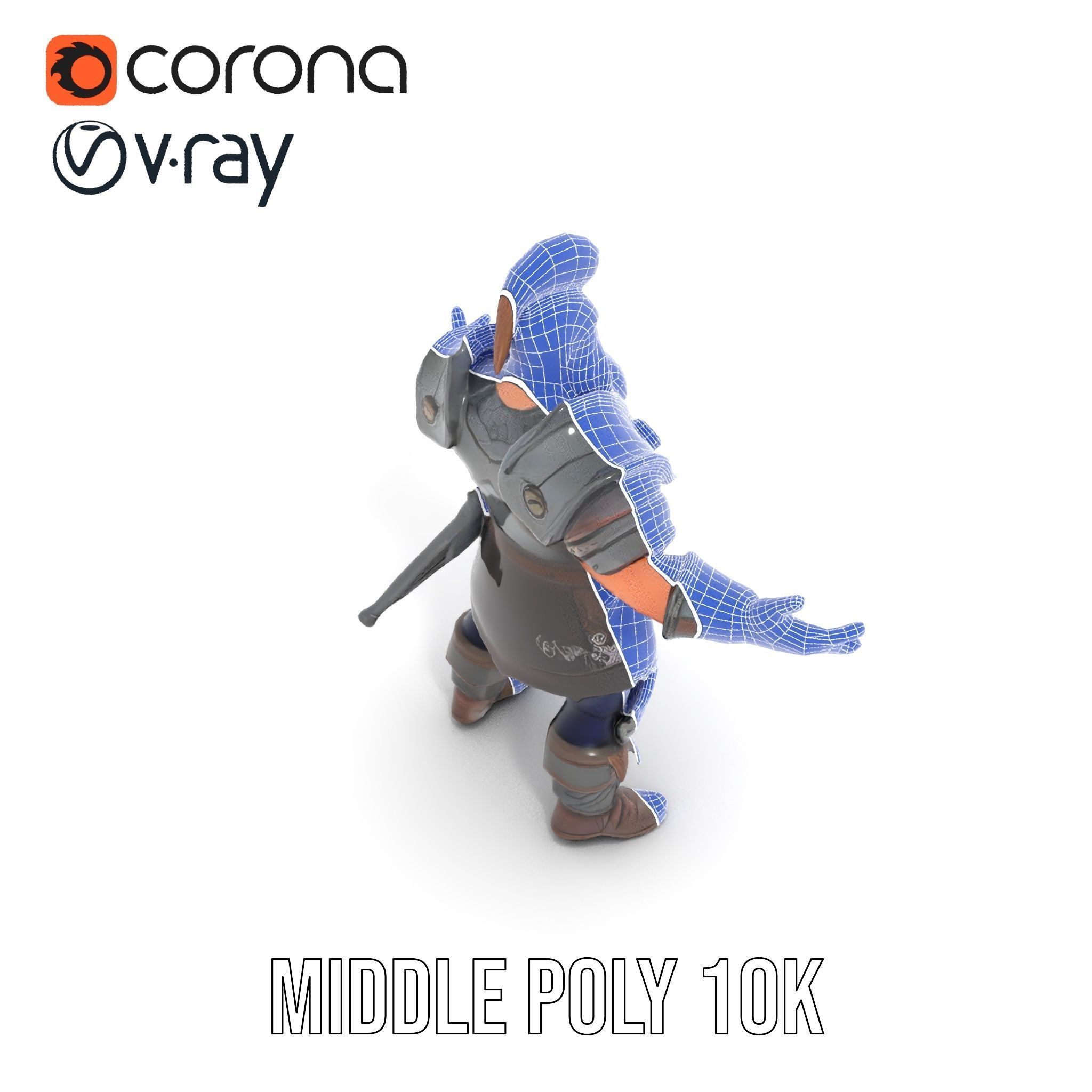 Warrior Barbarian Rigged and Animated D Character Model Low-poly 3D model_29