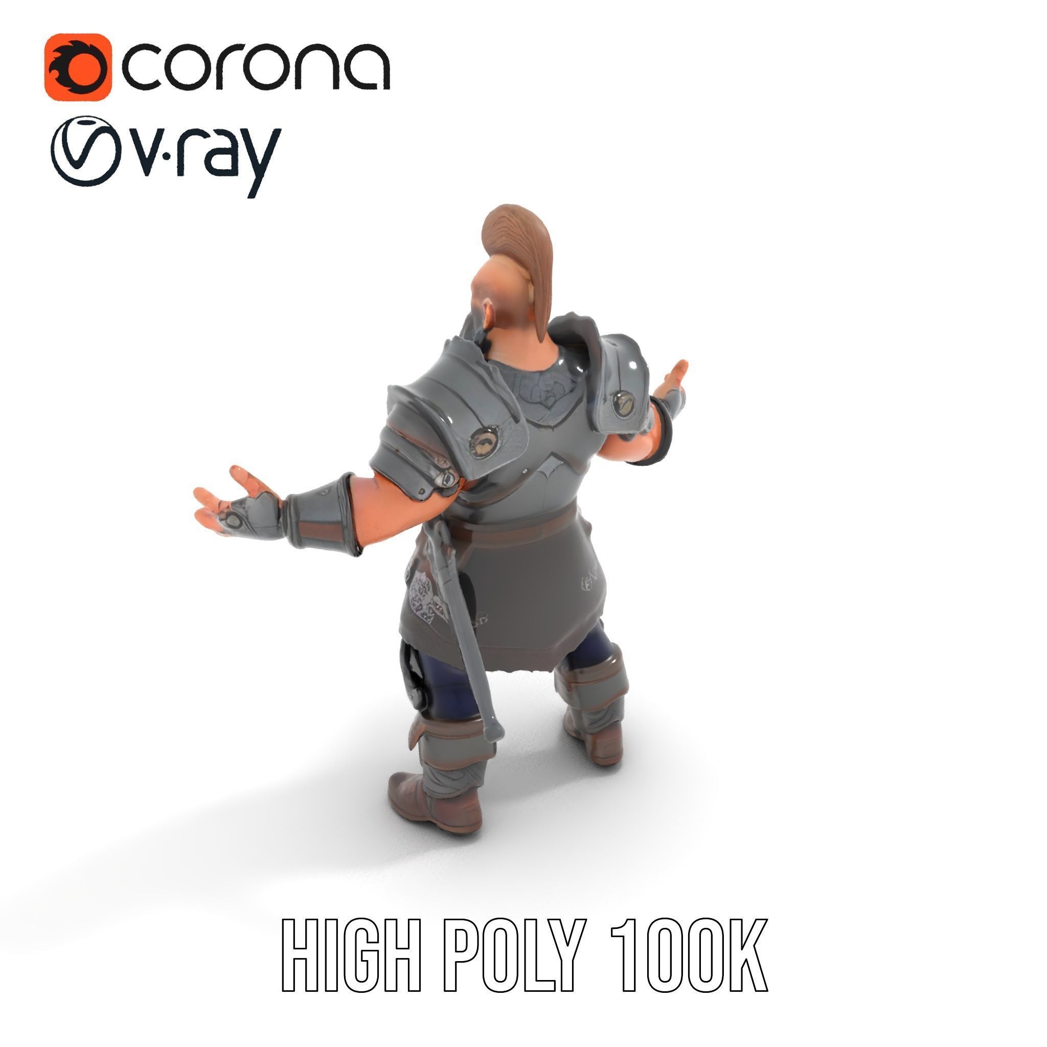 Warrior Barbarian Rigged and Animated D Character Model Low-poly 3D model_19