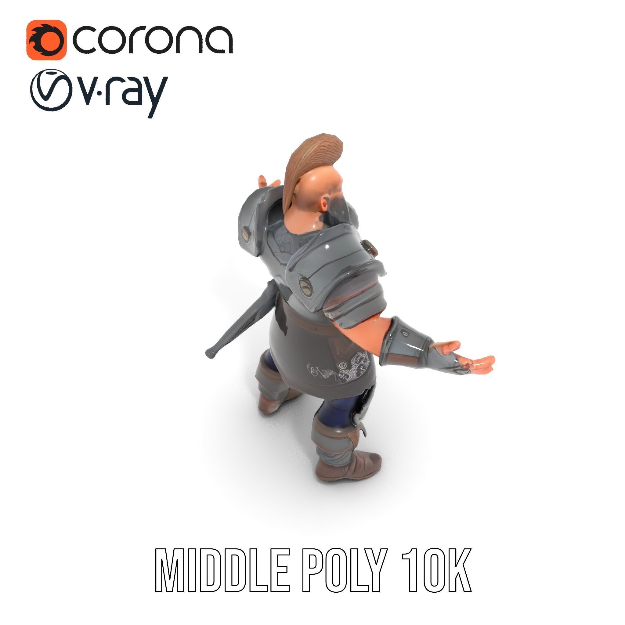 Warrior Barbarian Rigged and Animated D Character Model Low-poly 3D model_32