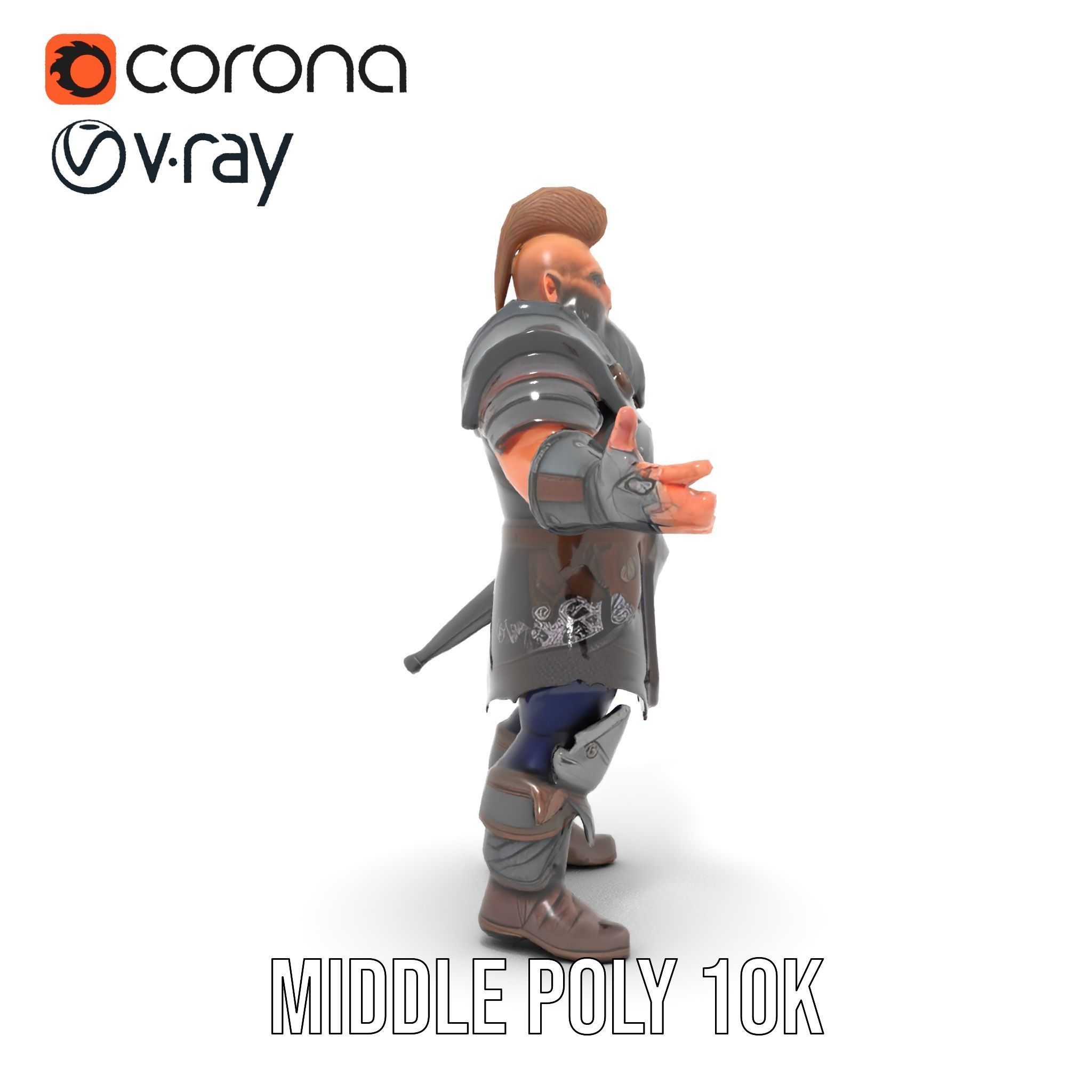 Warrior Barbarian Rigged and Animated D Character Model Low-poly 3D model_12