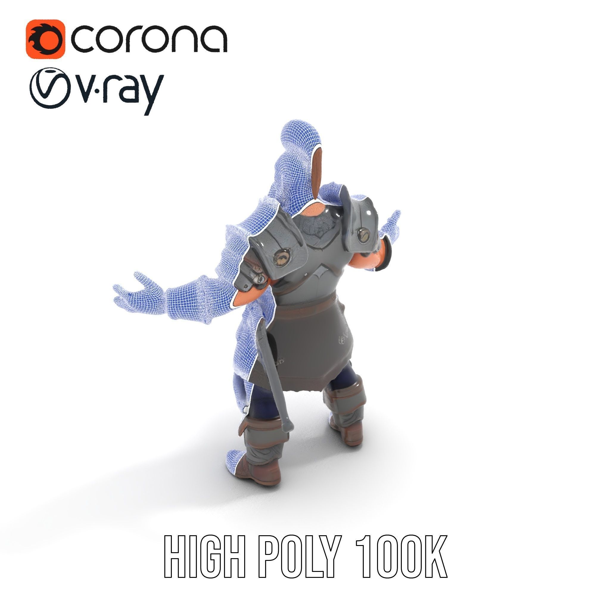 Warrior Barbarian Rigged and Animated D Character Model Low-poly 3D model_22