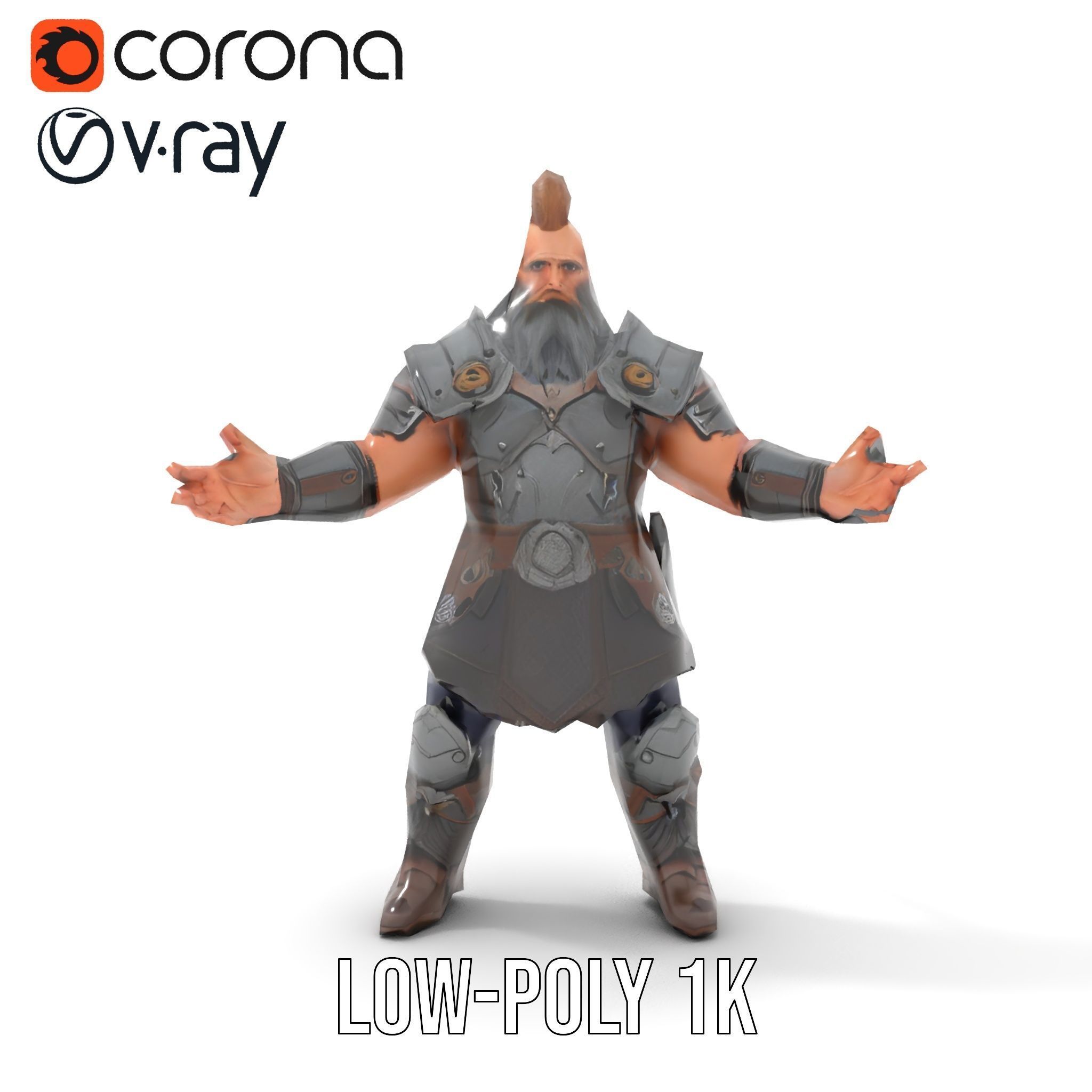 Warrior Barbarian Rigged and Animated D Character Model Low-poly 3D model_13