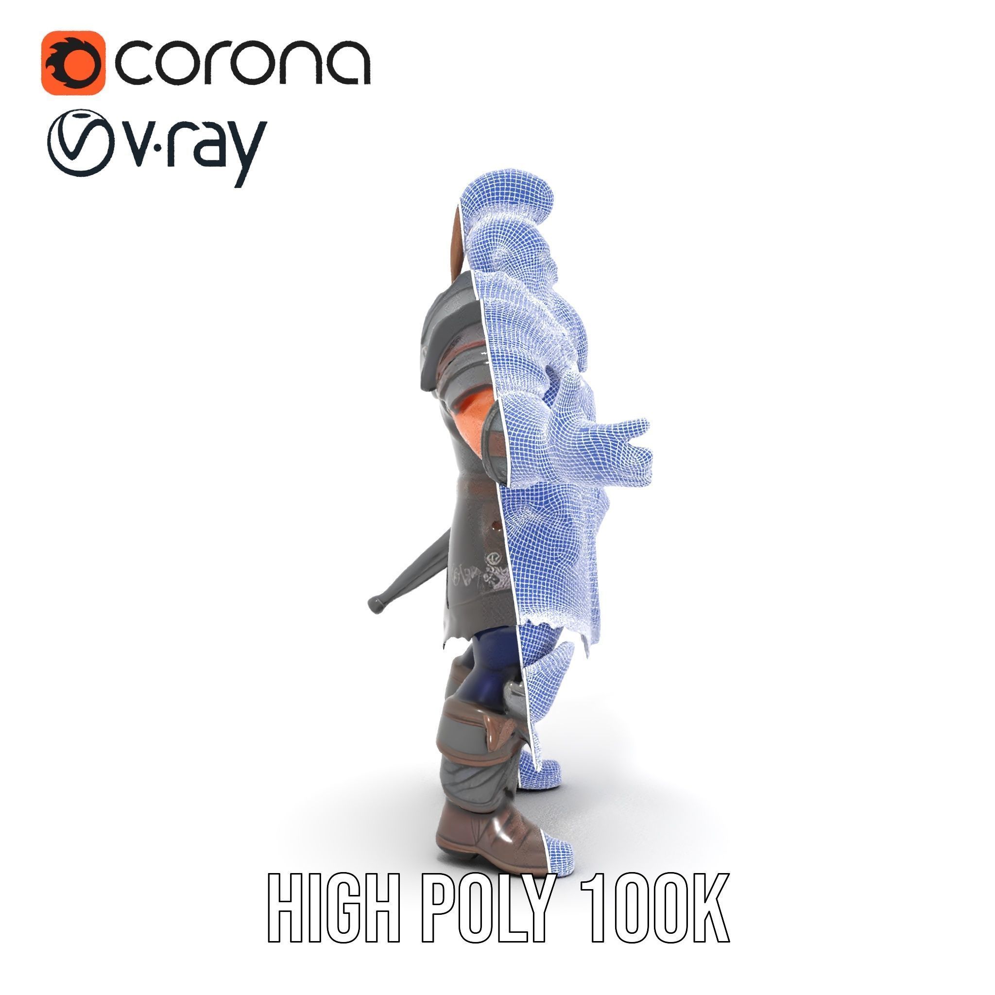 Warrior Barbarian Rigged and Animated D Character Model Low-poly 3D model_31