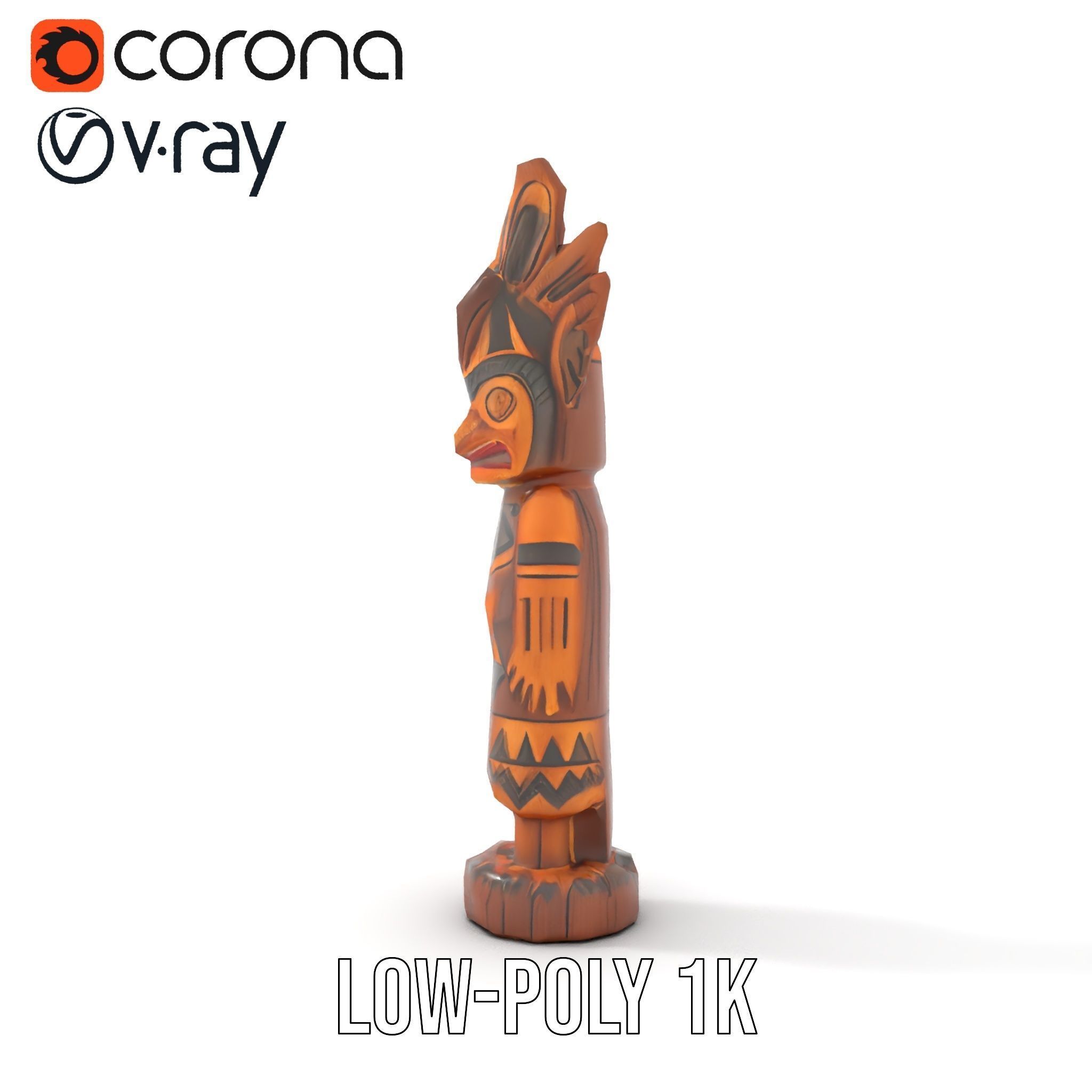 Totem Pole Model Pack with Tribal Details Low-poly 3D model_11
