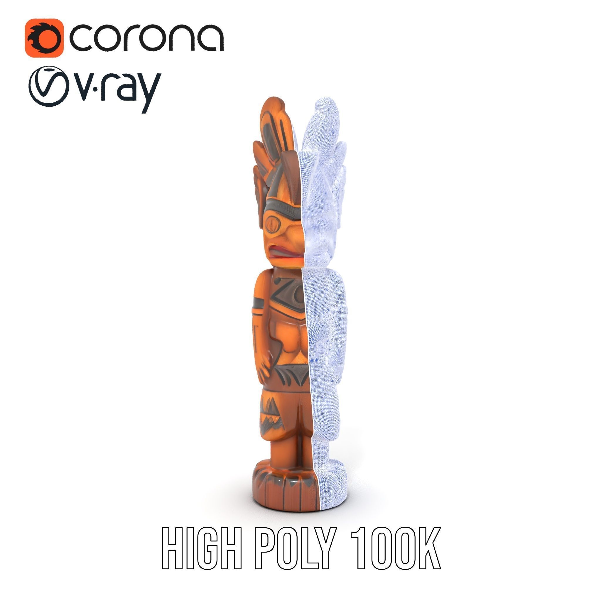 Totem Pole Model Pack with Tribal Details Low-poly 3D model_29
