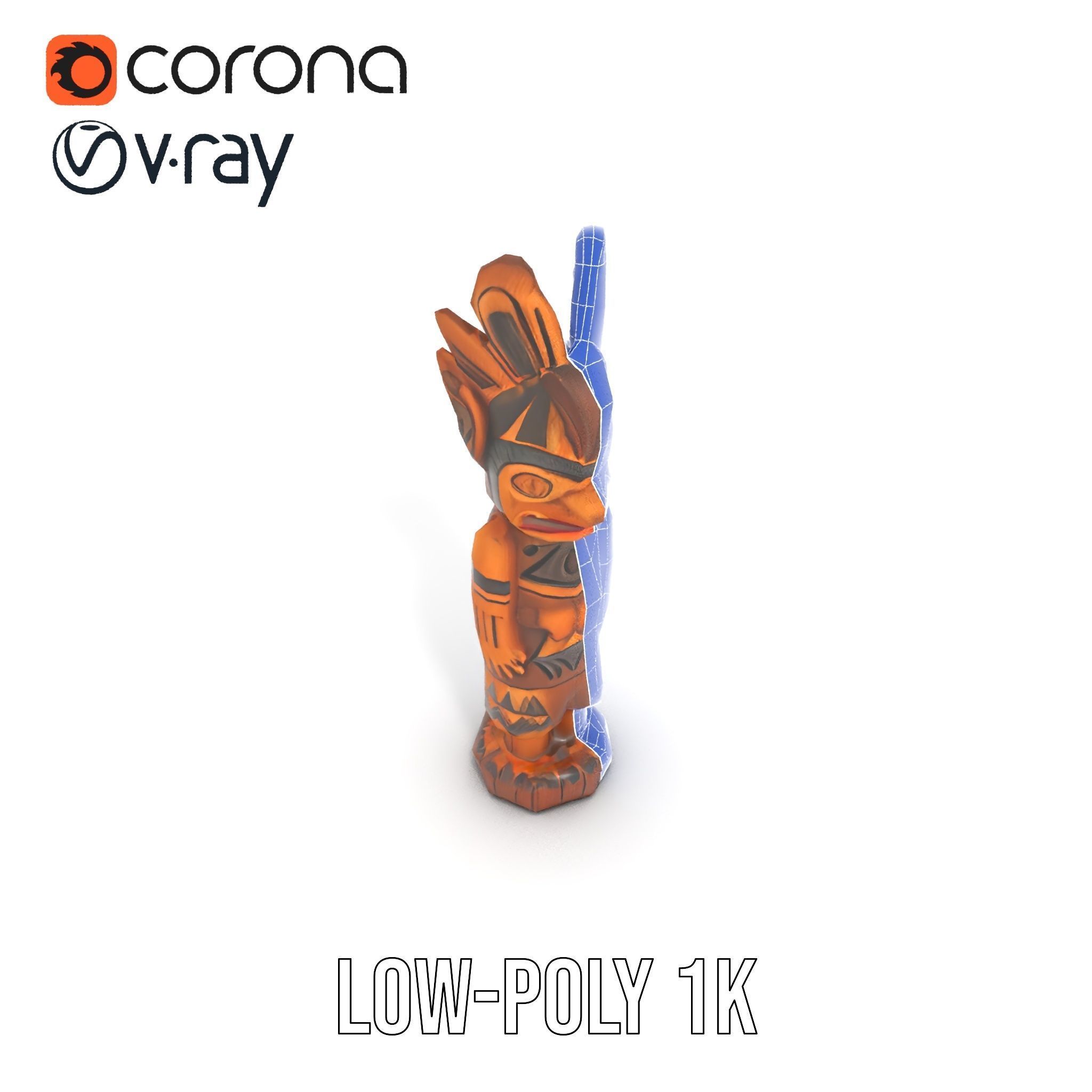 Totem Pole Model Pack with Tribal Details Low-poly 3D model_26