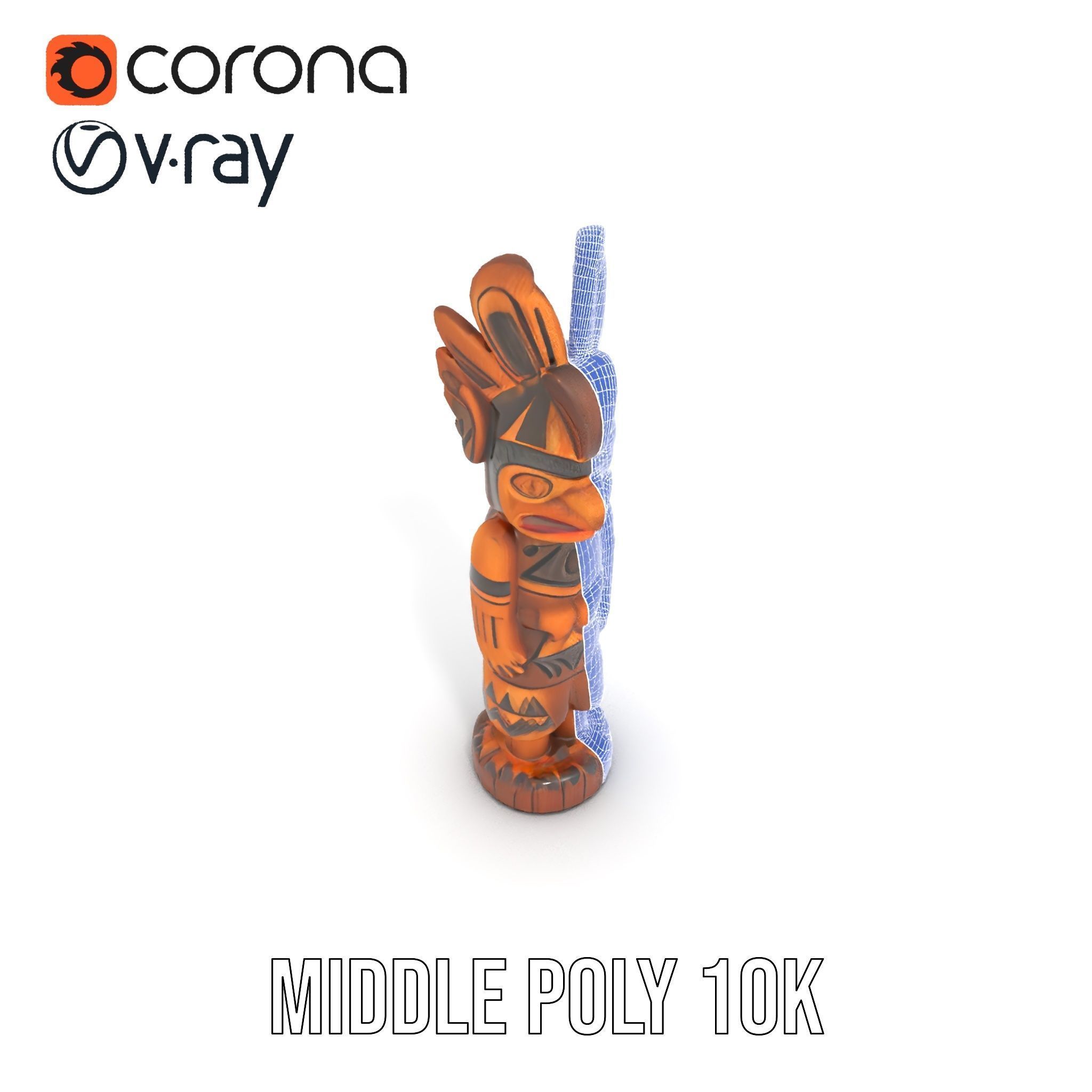 Totem Pole Model Pack with Tribal Details Low-poly 3D model_30