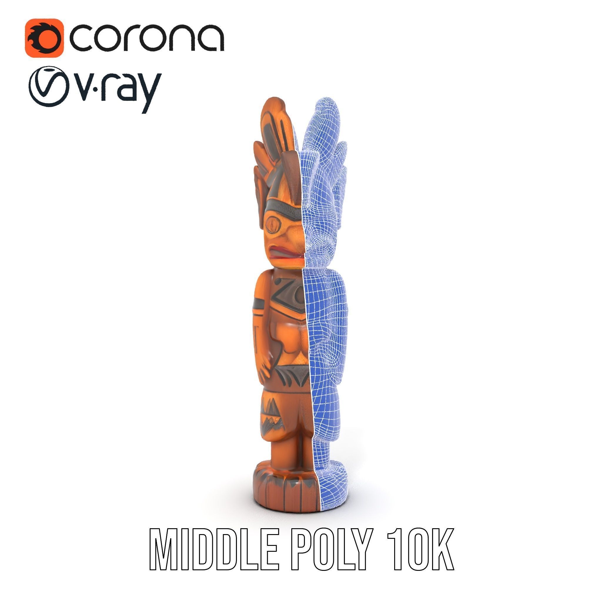 Totem Pole Model Pack with Tribal Details Low-poly 3D model_25