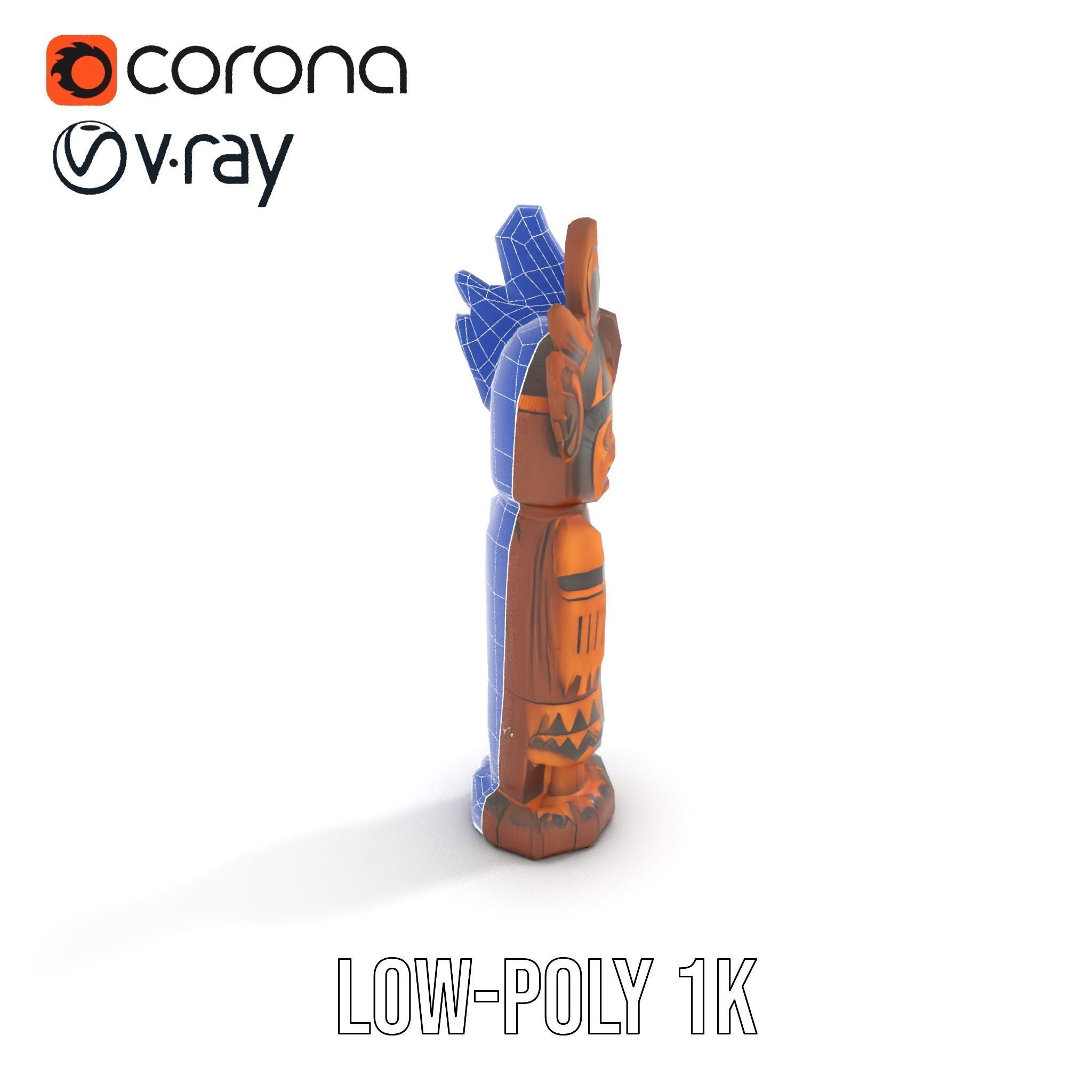 Totem Pole Model Pack with Tribal Details Low-poly 3D model_14