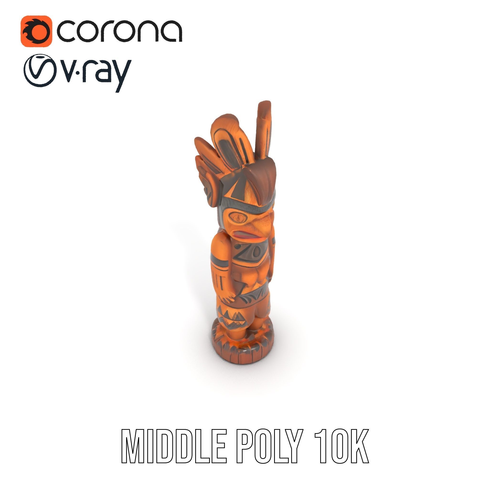 Totem Pole Model Pack with Tribal Details Low-poly 3D model_13