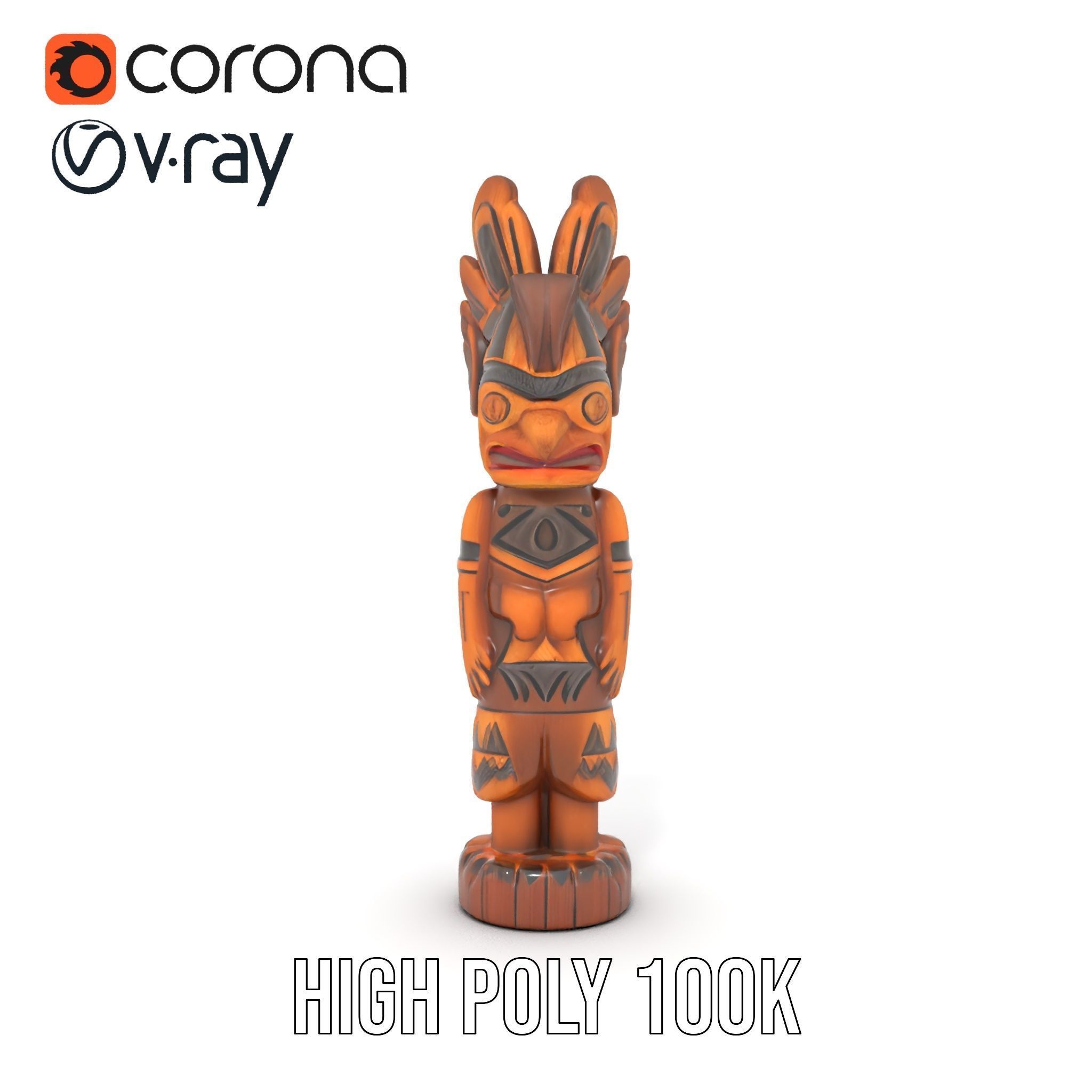 Totem Pole Model Pack with Tribal Details Low-poly 3D model_15