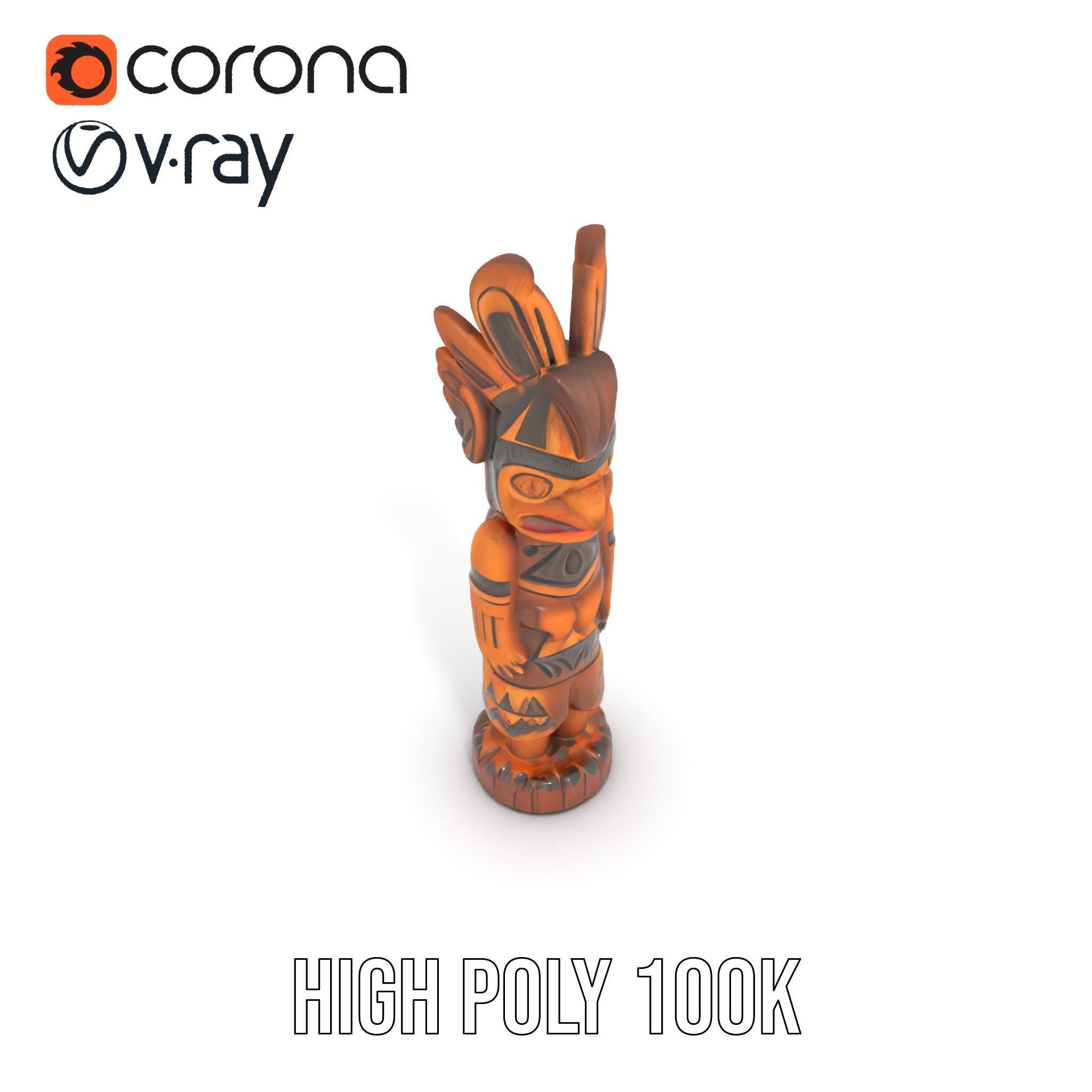 Totem Pole Model Pack with Tribal Details Low-poly 3D model_18