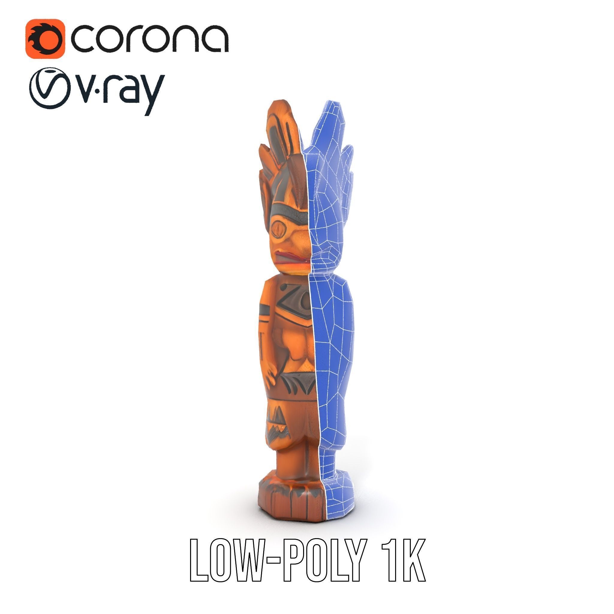 Totem Pole Model Pack with Tribal Details Low-poly 3D model_31