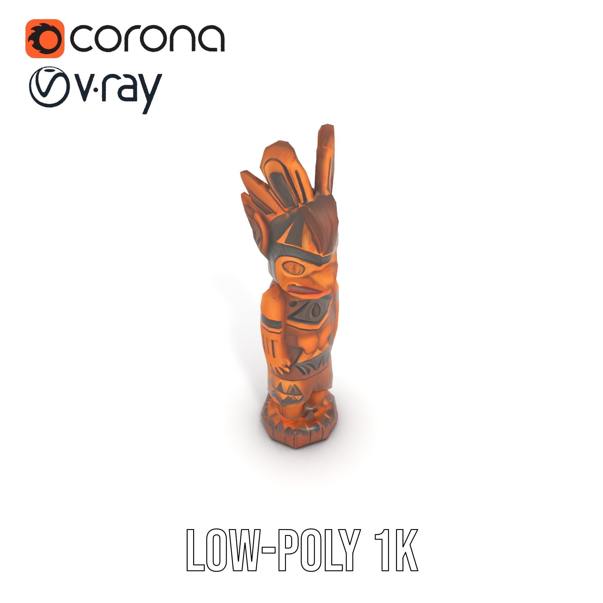 Totem Pole Model Pack with Tribal Details Low-poly 3D model_17