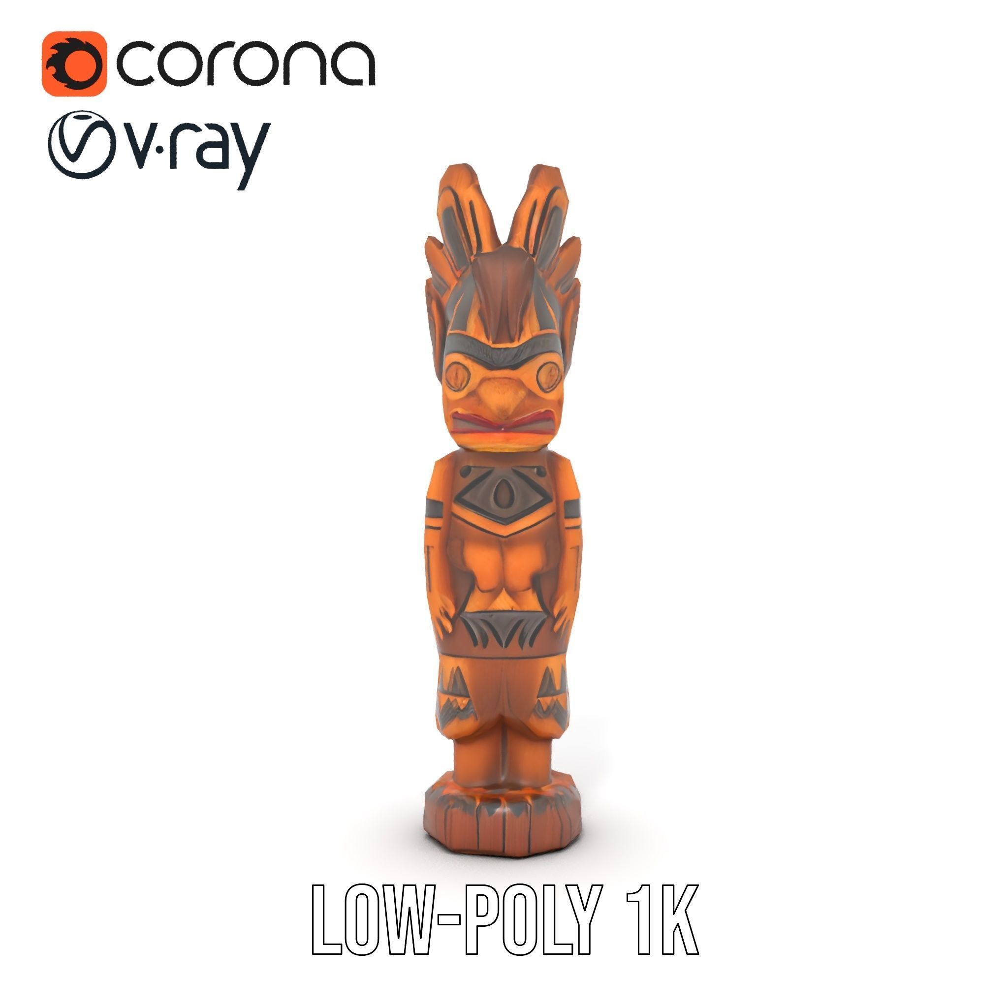 Totem Pole Model Pack with Tribal Details Low-poly 3D model_8