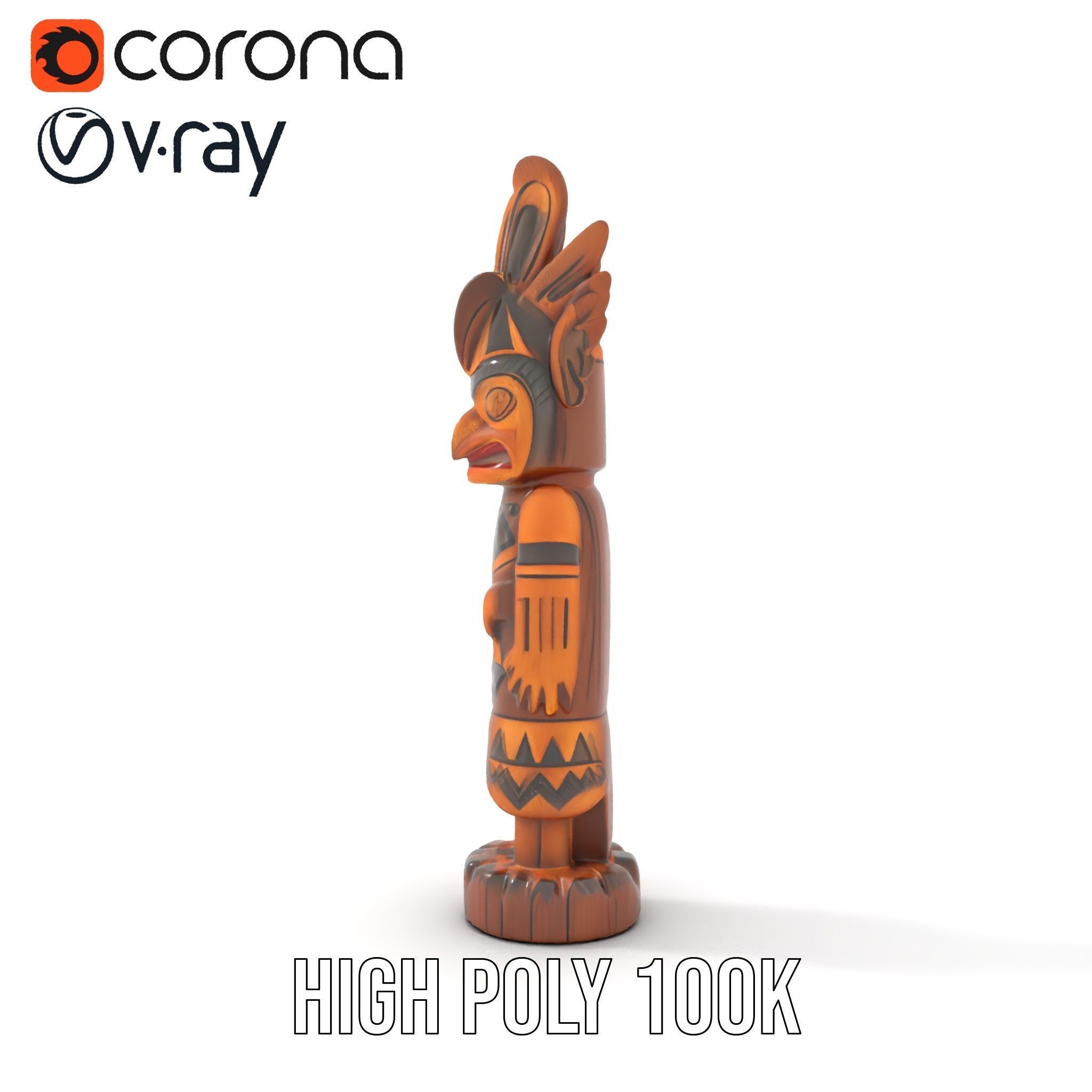 Totem Pole Model Pack with Tribal Details Low-poly 3D model_21