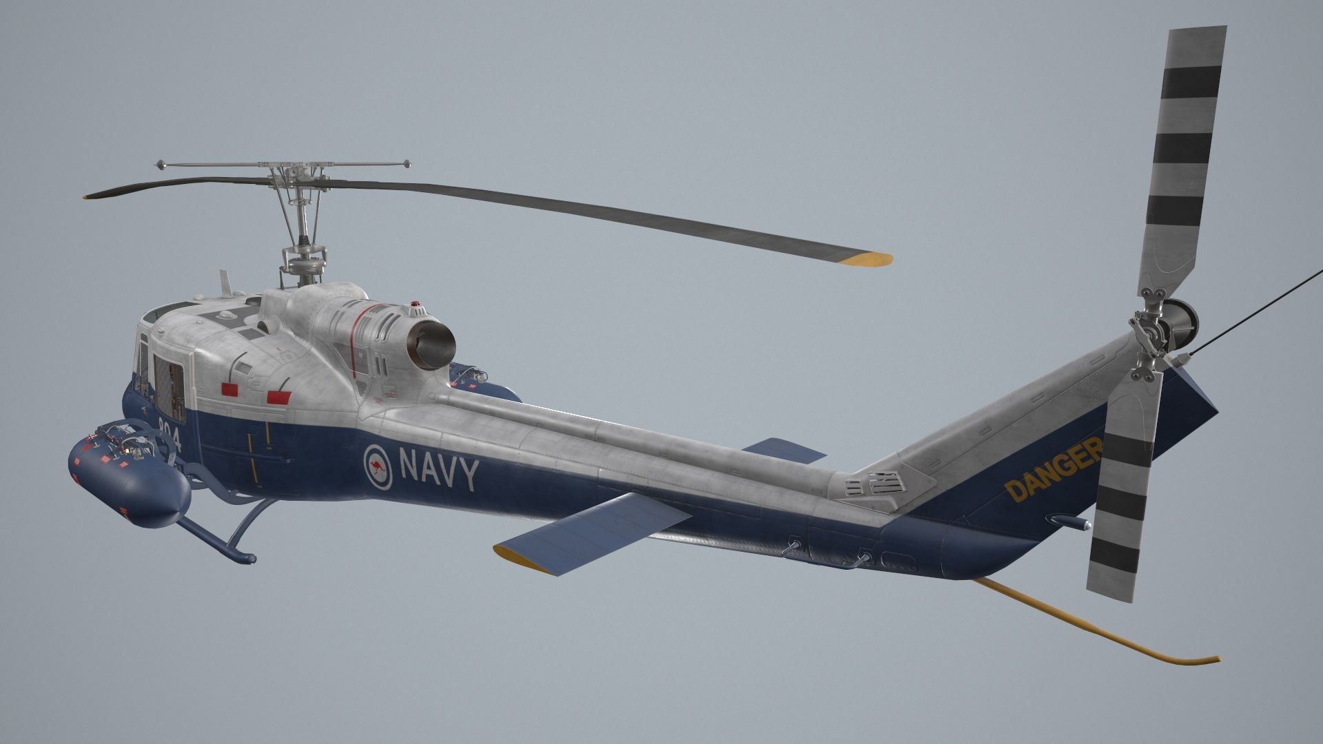 Bell UH-1B Australian Navy Static Low-poly 3D model_4