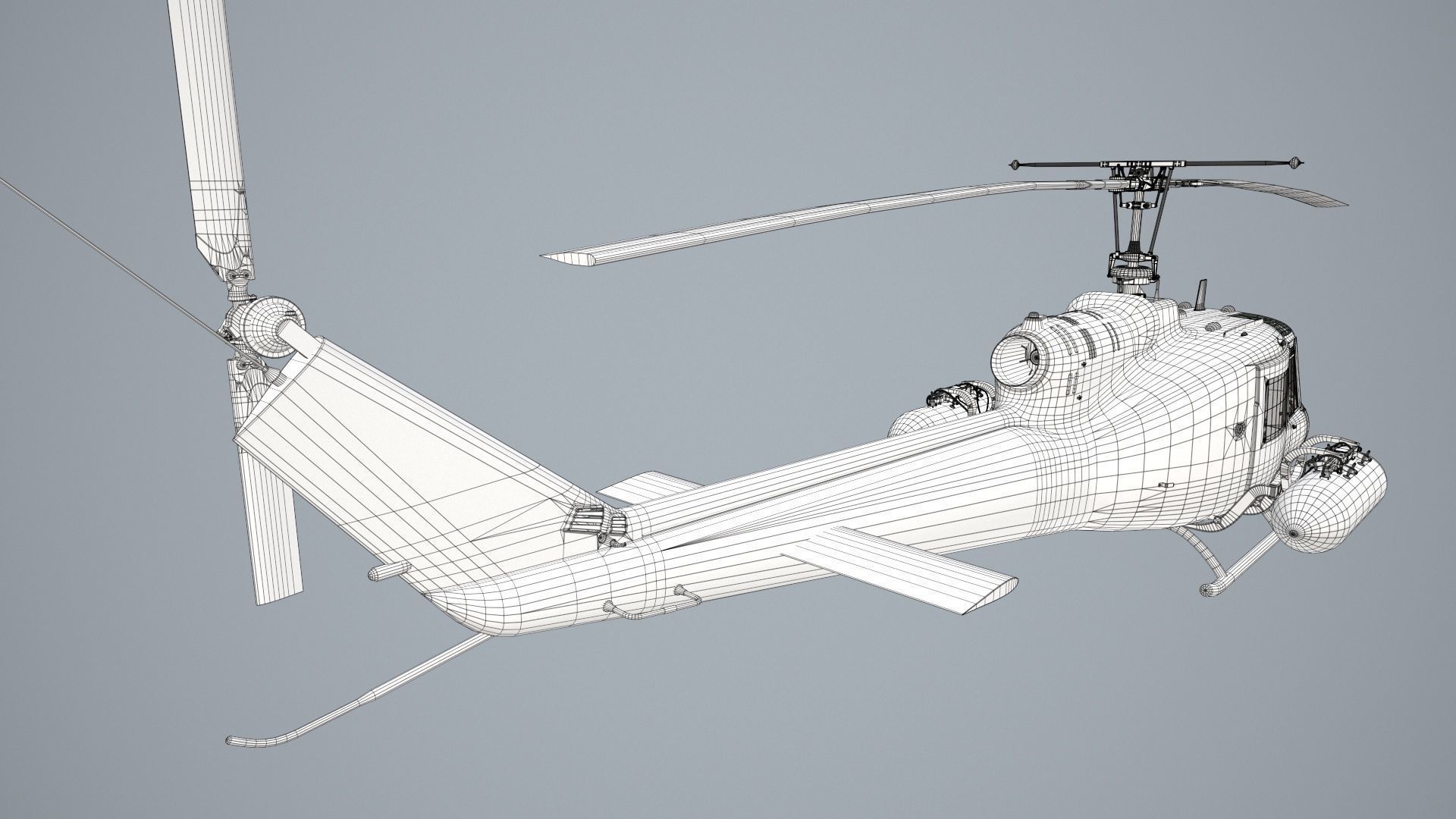 Bell UH-1B Australian Navy Static Low-poly 3D model_29