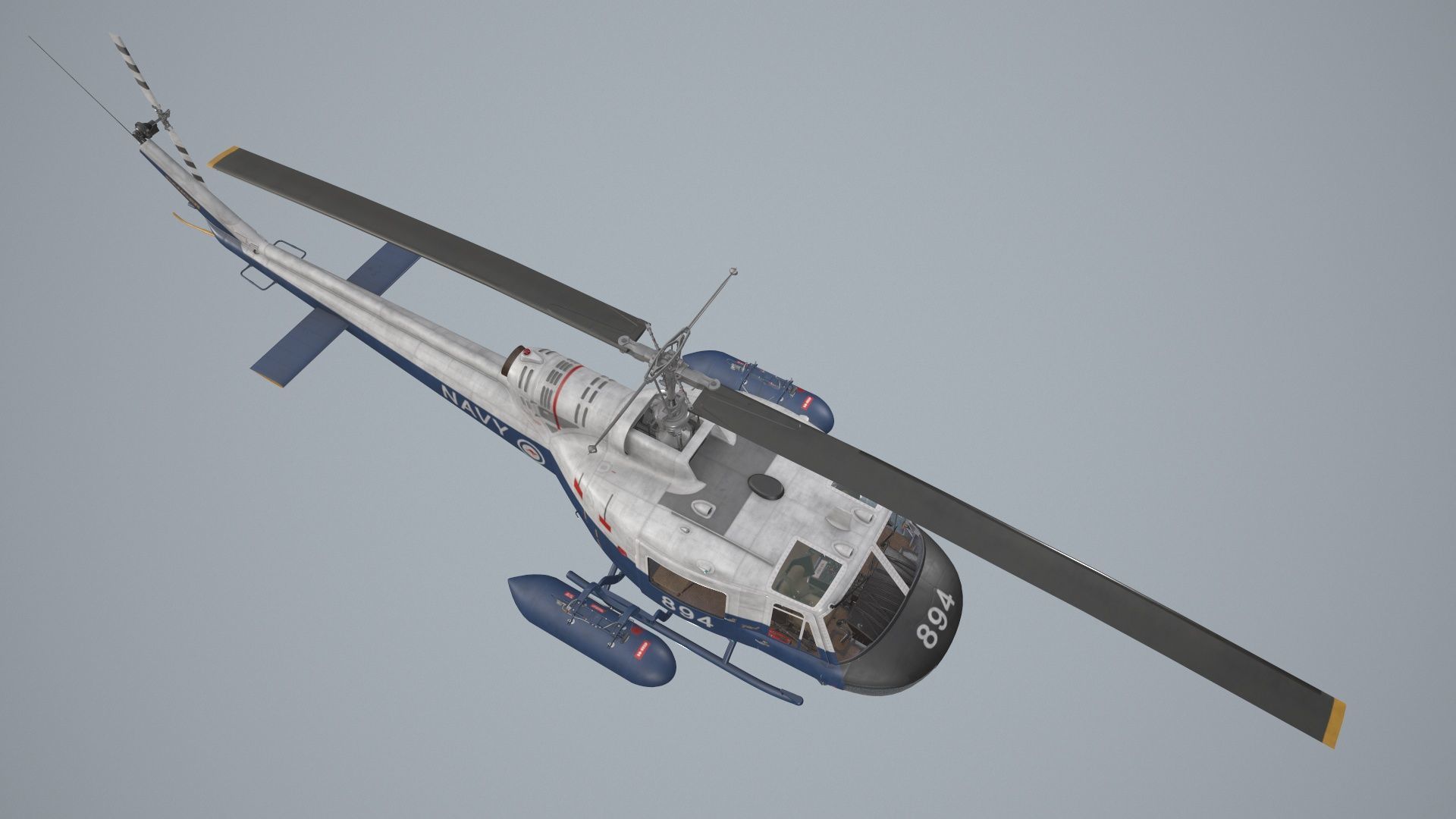 Bell UH-1B Australian Navy Static Low-poly 3D model_7