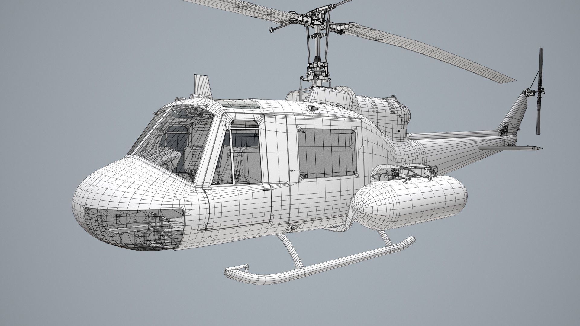 Bell UH-1B Australian Navy Static Low-poly 3D model_27