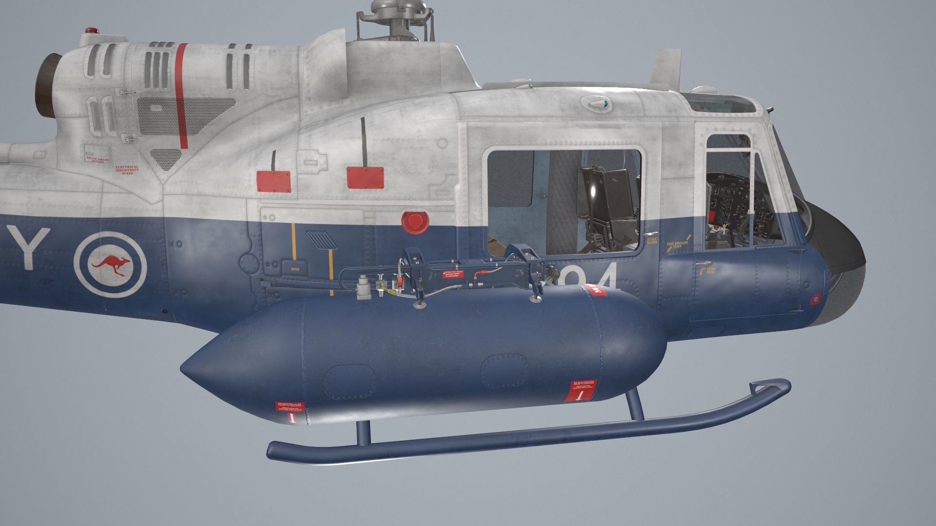 Bell UH-1B Australian Navy Static Low-poly 3D model_6
