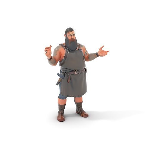 Blacksmith Rigged and Animated D Character Model with Beard a... Low-poly 3D model