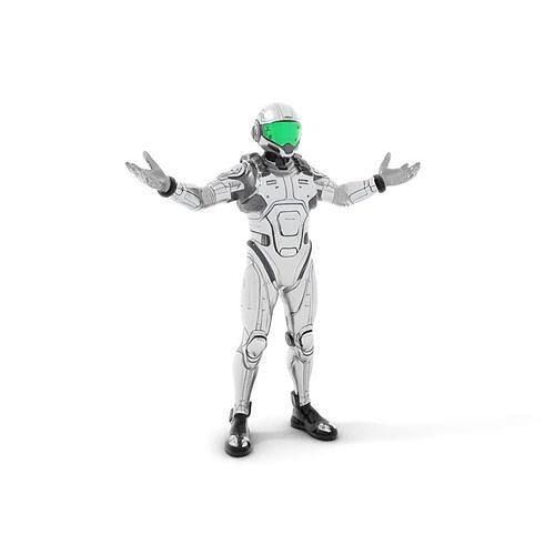 Futuristic Robotic Guardian Rigged and Animated D Character M... Low-poly 3D model