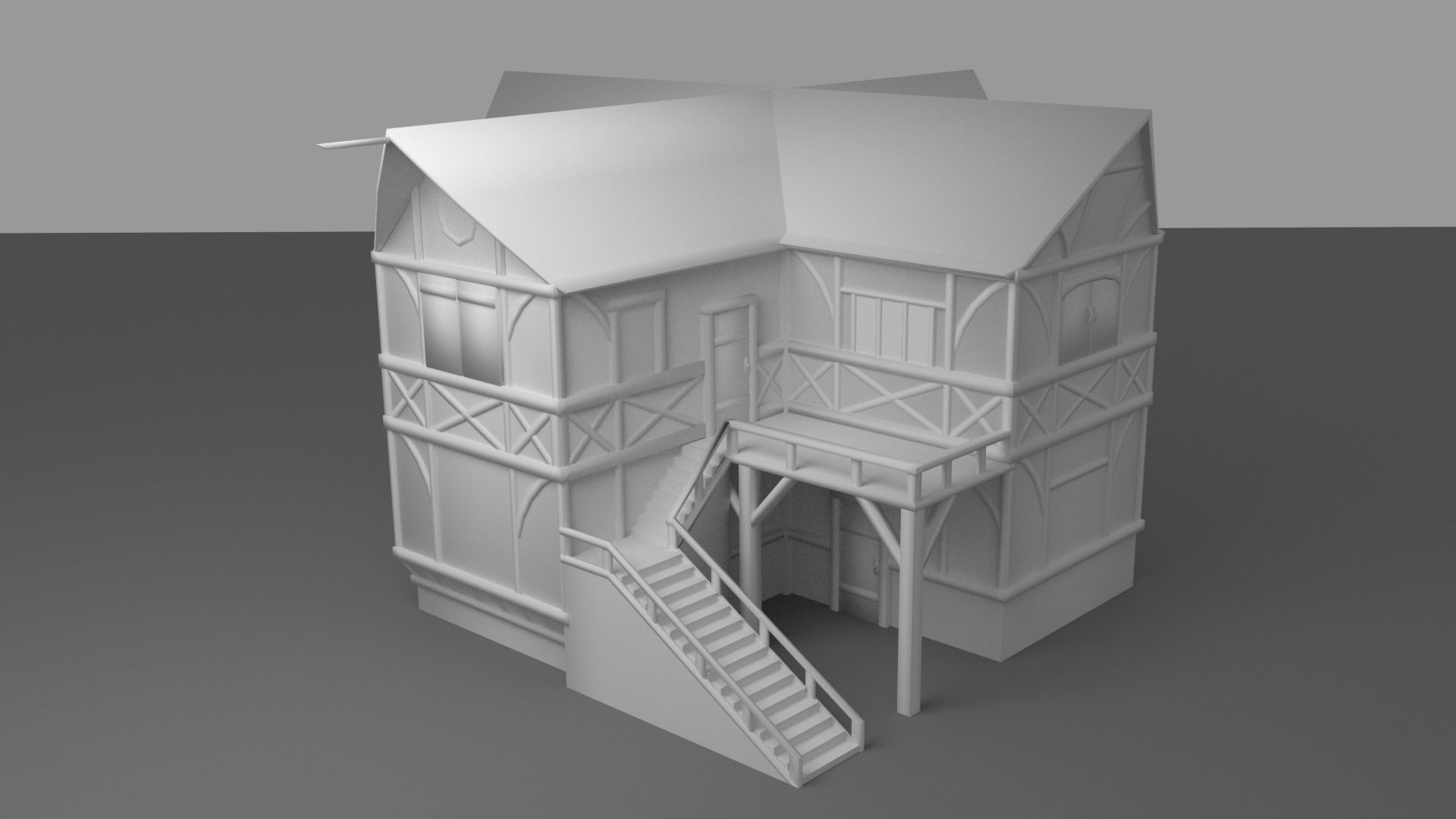 Medieval Tavern Low-poly 3D model_0