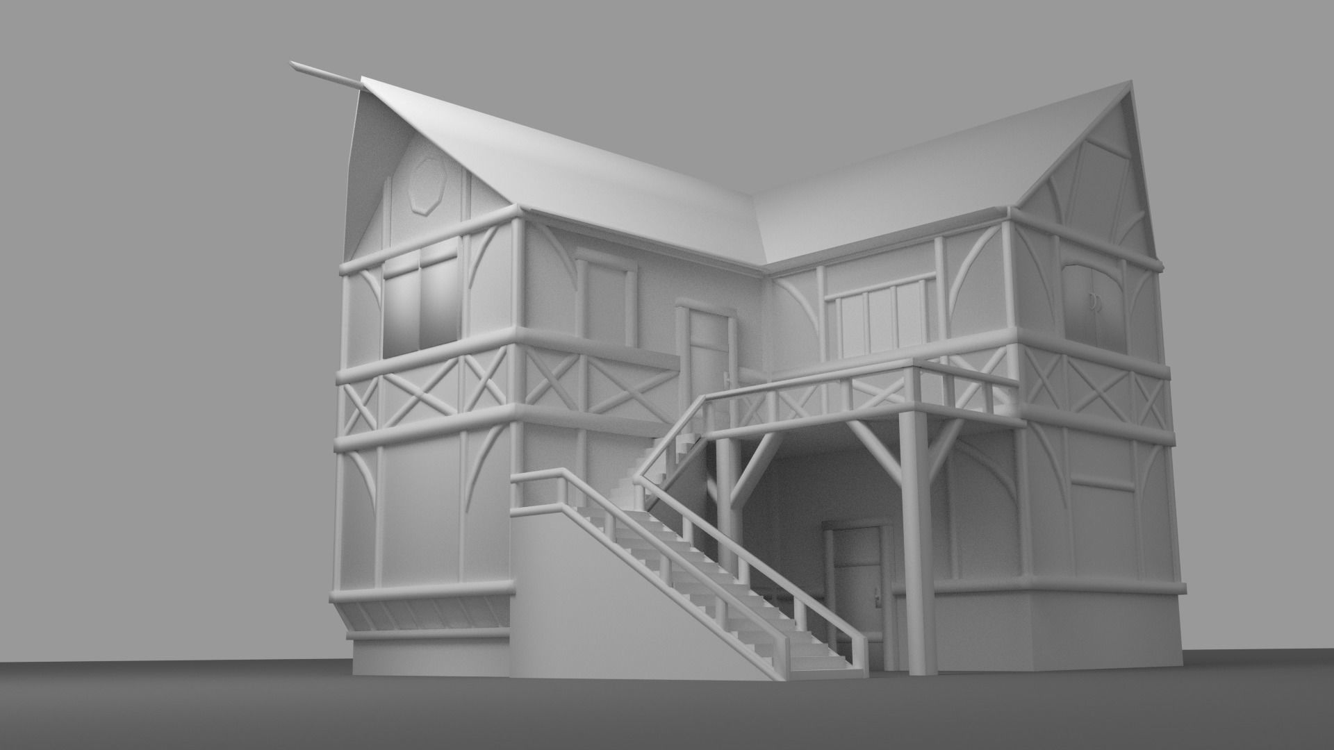 Medieval Tavern Low-poly 3D model_3