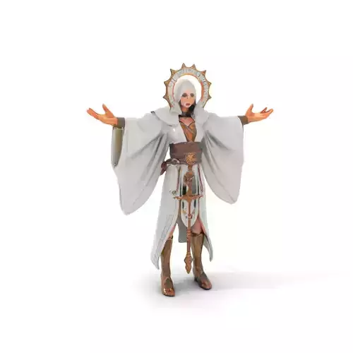 Mystic Priestess Character Model Rigged and Animated Low-poly 3D model