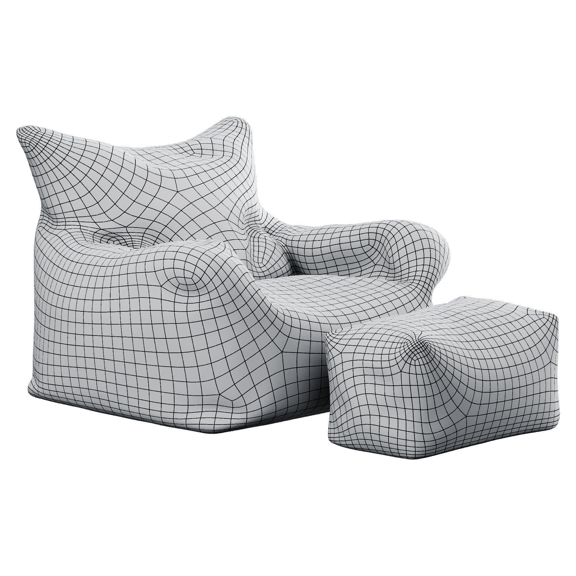 Bean Bag Low-poly 3D model_6