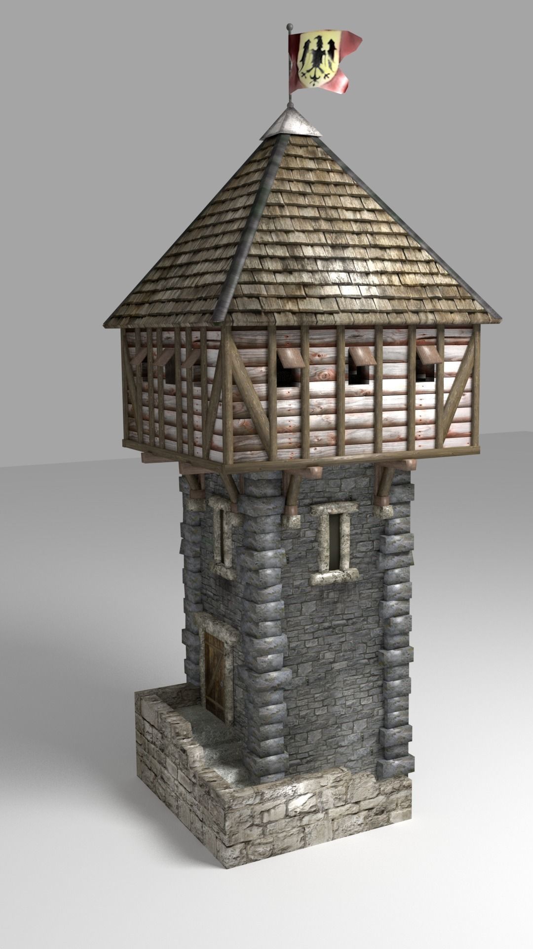 Medieval Tower Low-poly 3D model_0