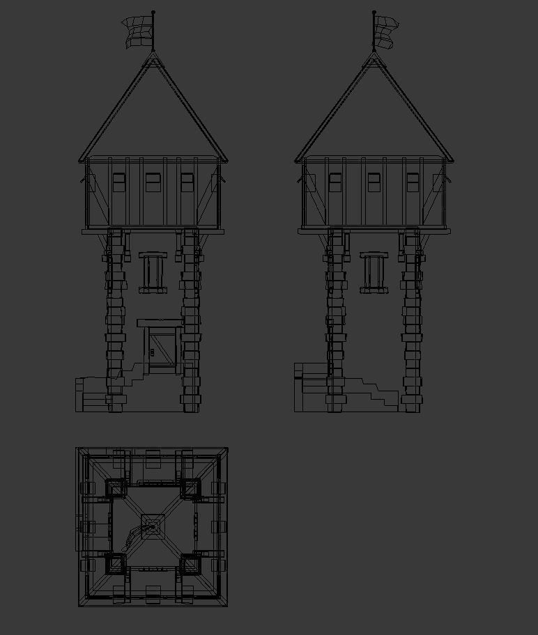 Medieval Tower Low-poly 3D model_2