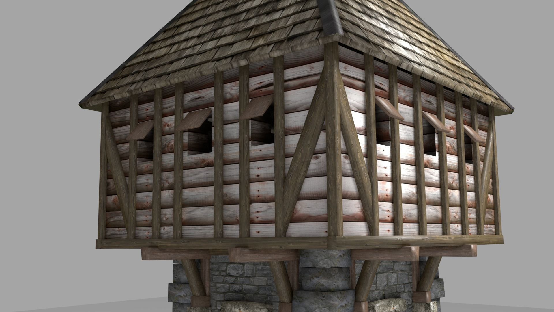 Medieval Tower Low-poly 3D model_4