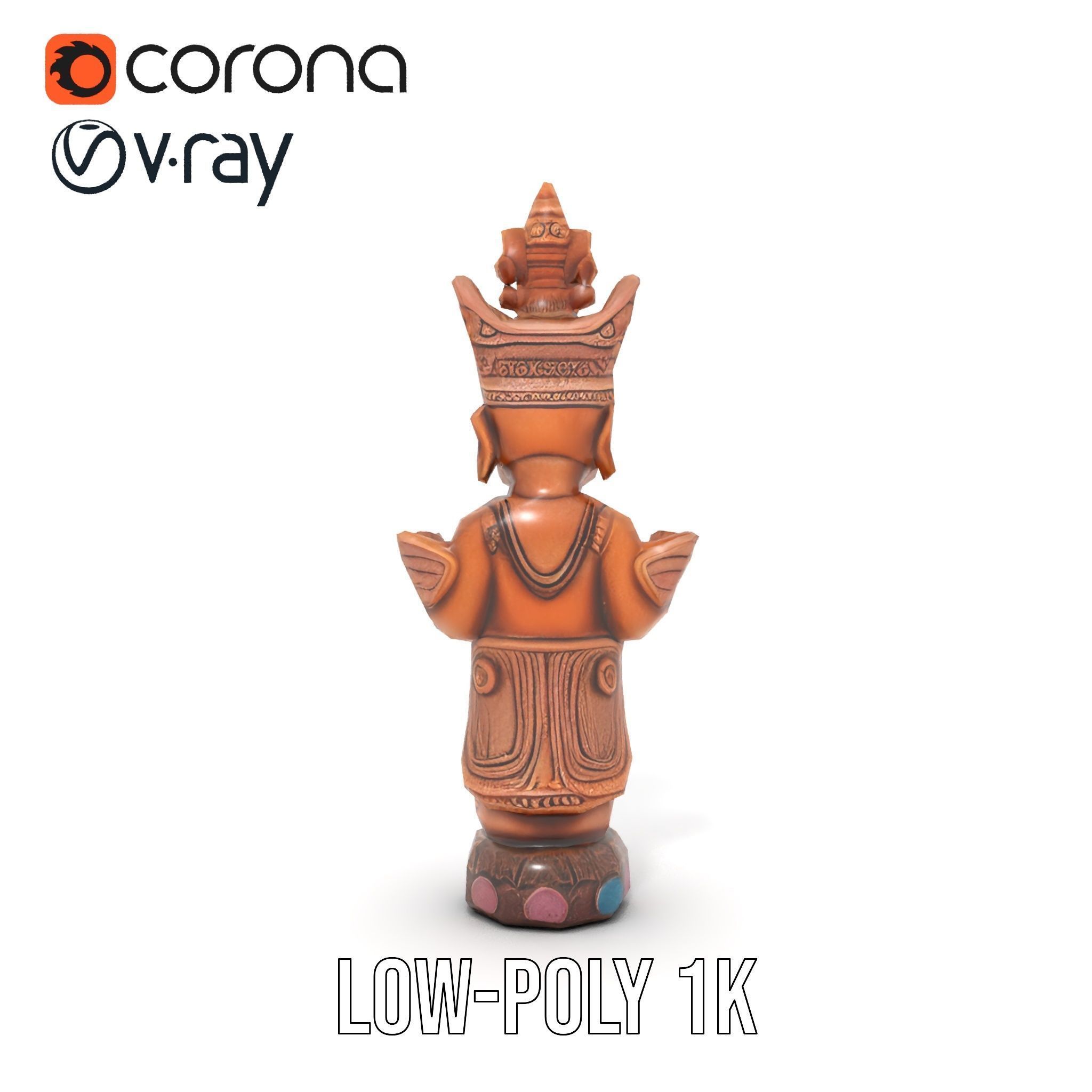 Ornate Wooden Sculpture Model Pack Low-poly 3D model_14