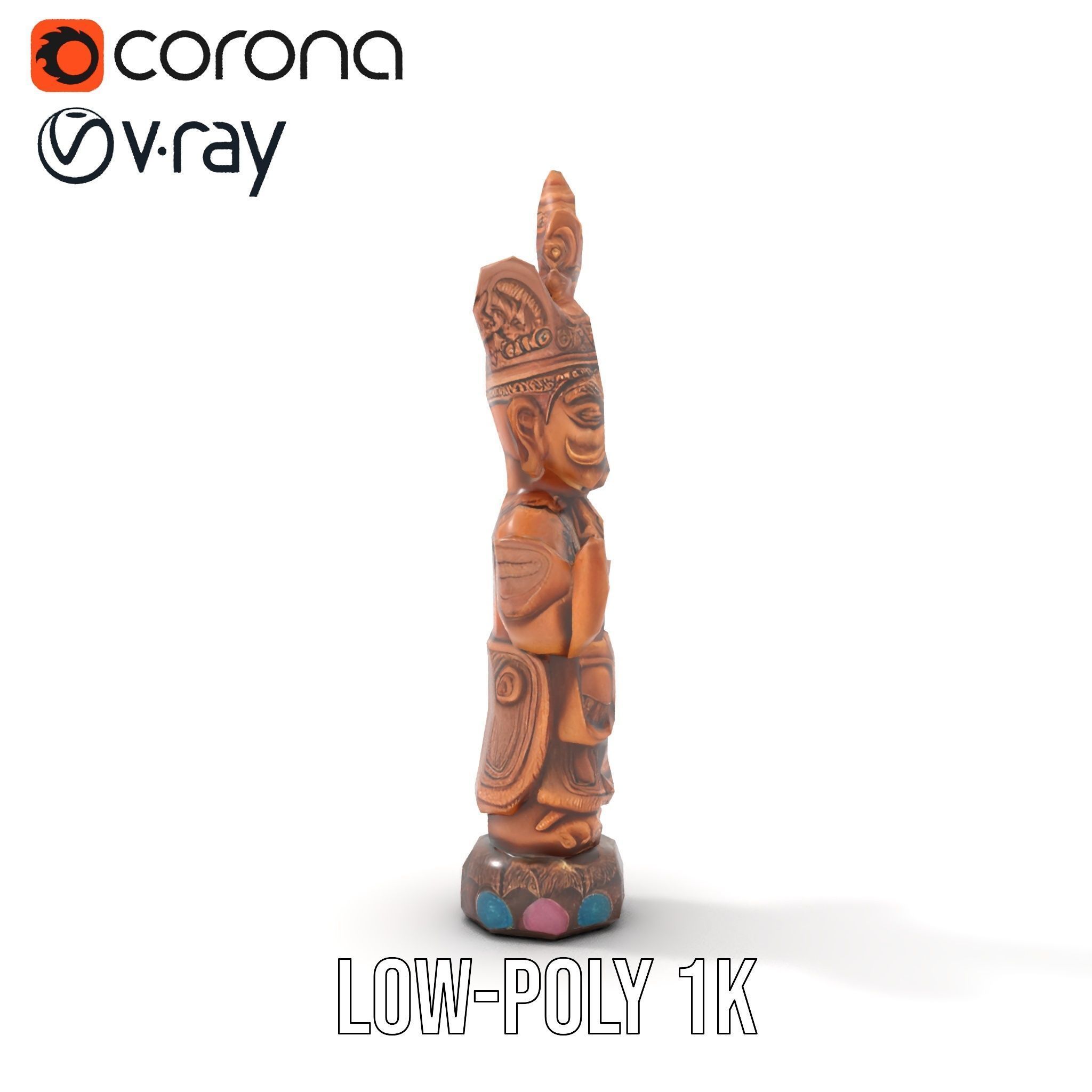 Ornate Wooden Sculpture Model Pack Low-poly 3D model_17