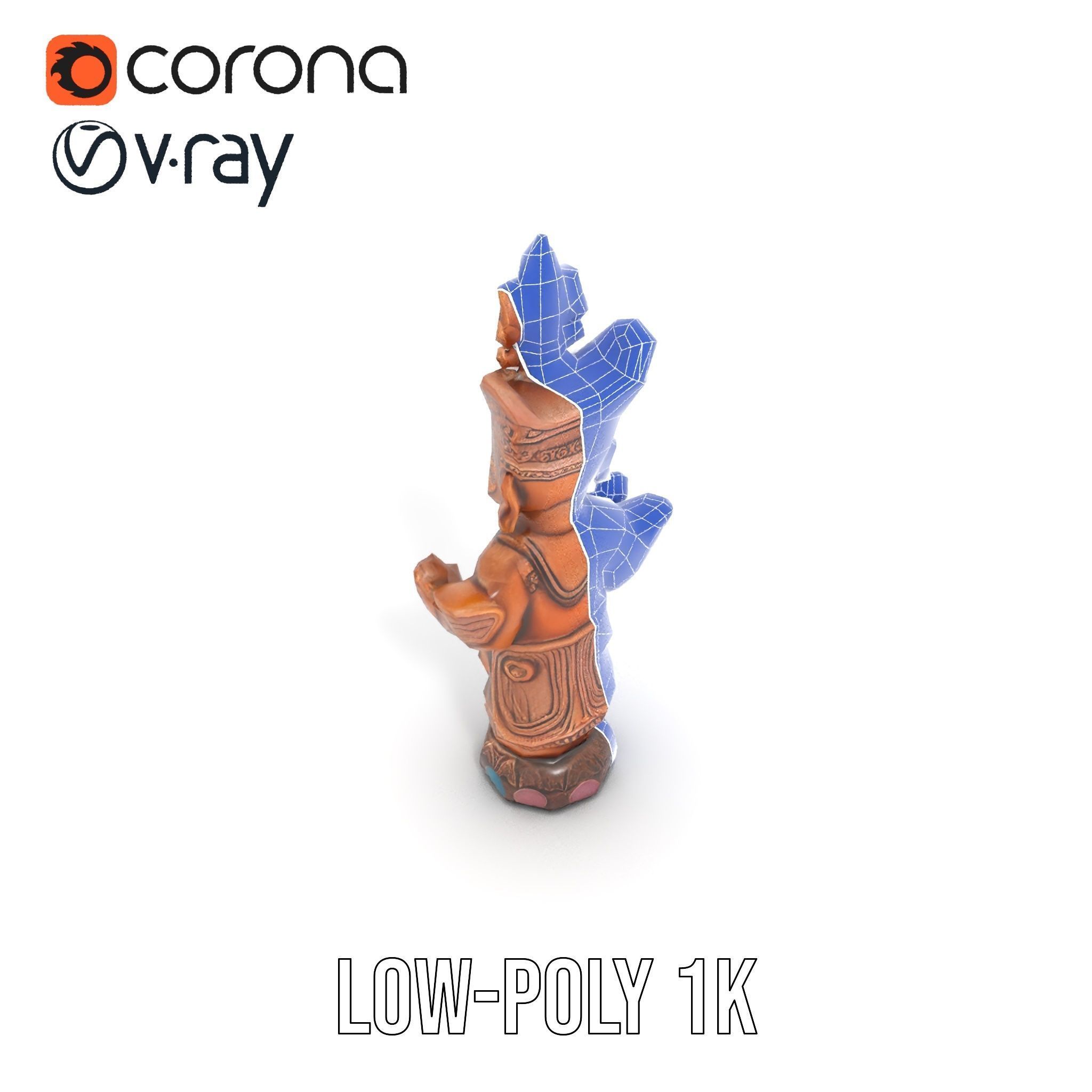 Ornate Wooden Sculpture Model Pack Low-poly 3D model_27
