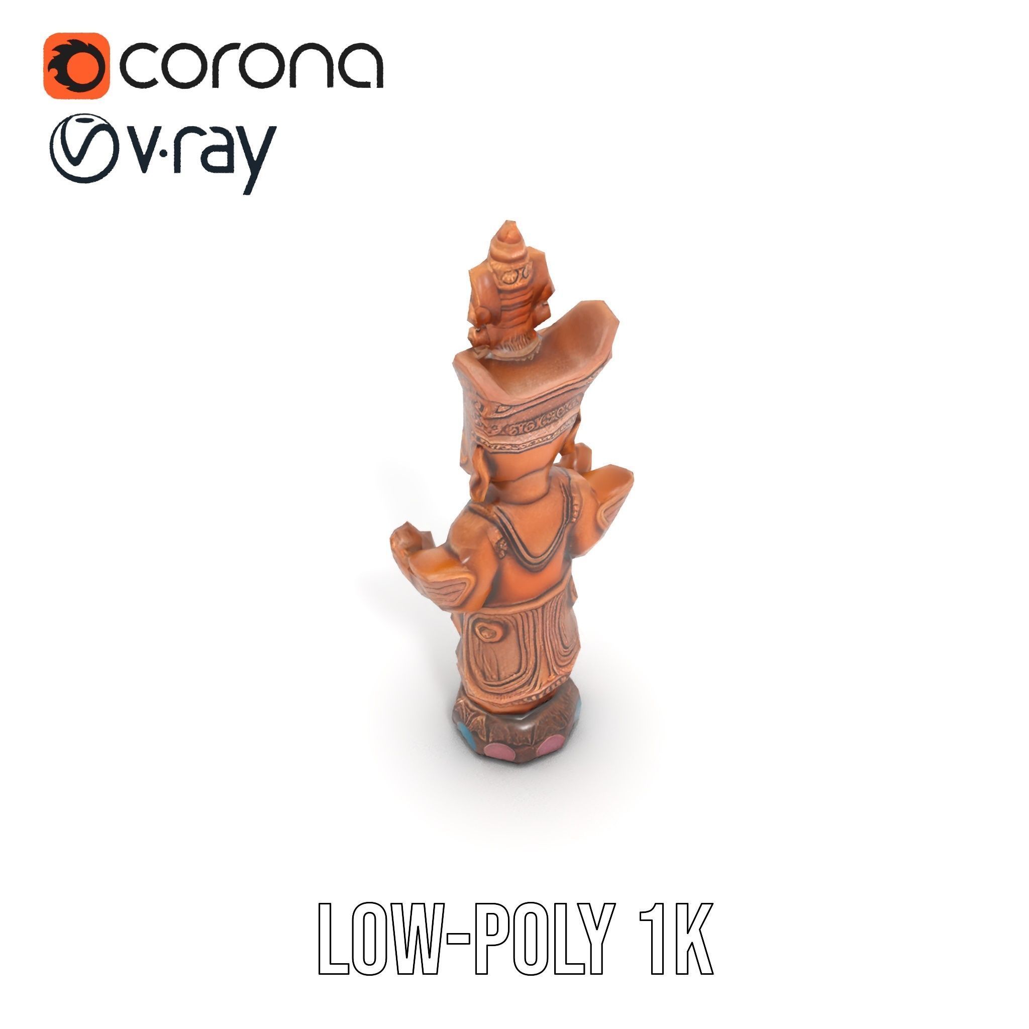 Ornate Wooden Sculpture Model Pack Low-poly 3D model_9
