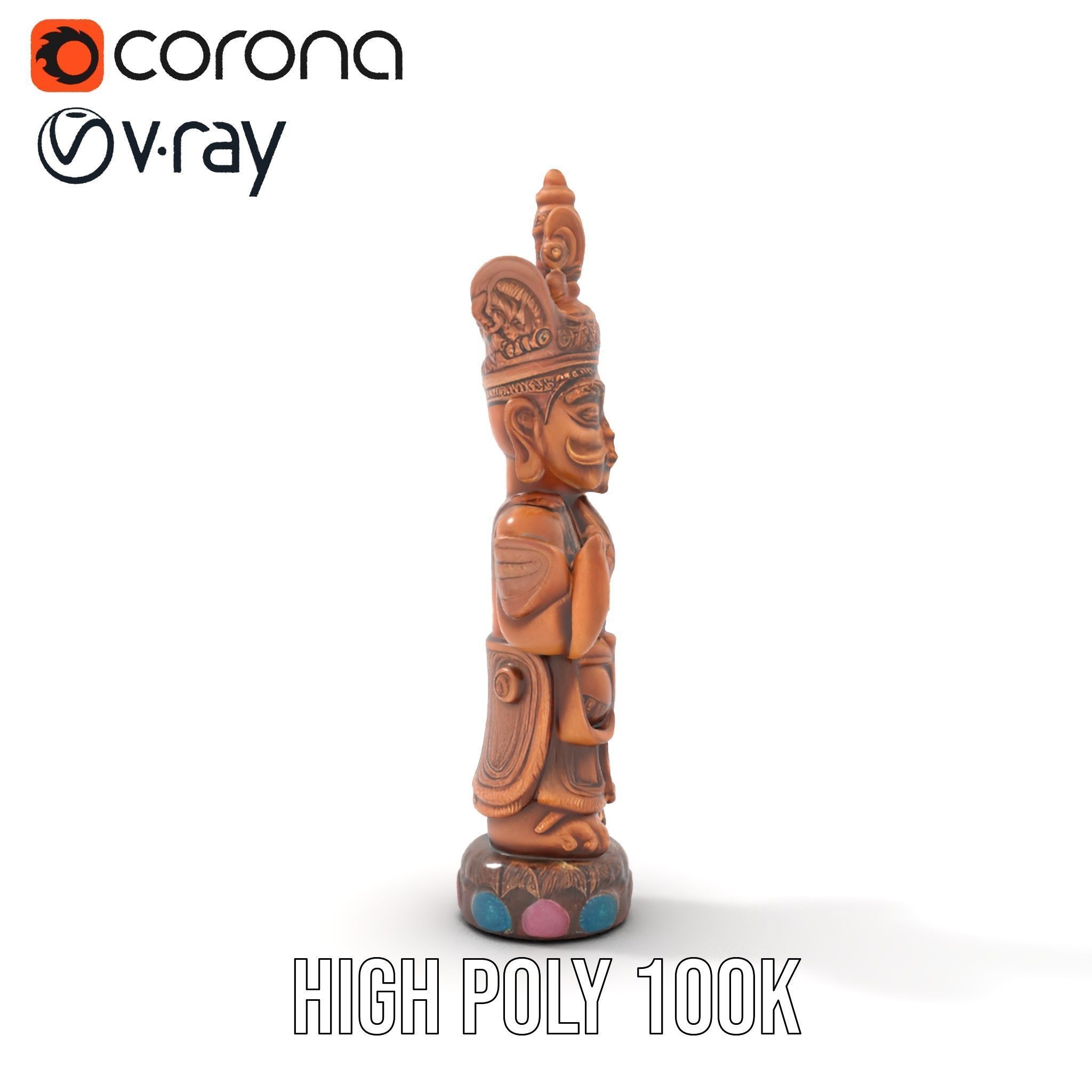 Ornate Wooden Sculpture Model Pack Low-poly 3D model_18