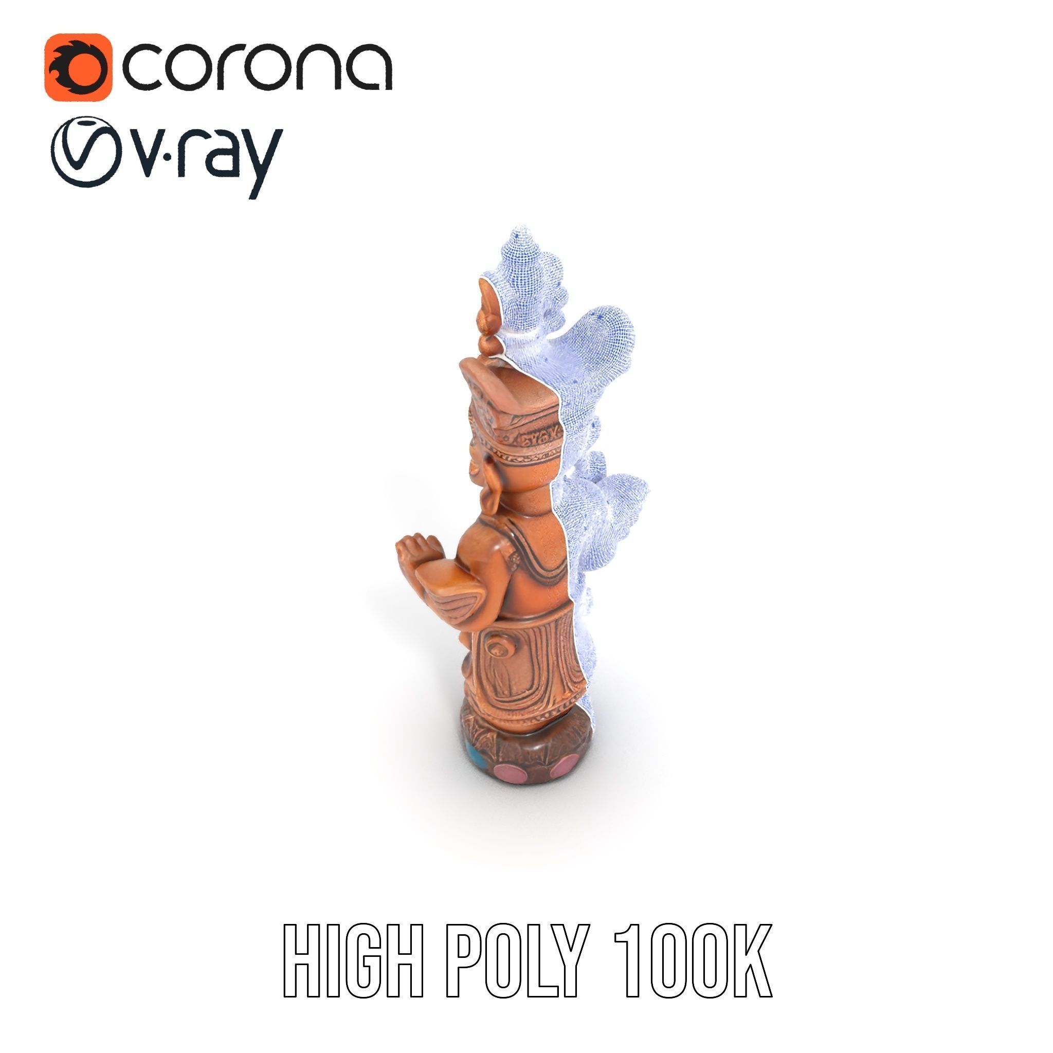 Ornate Wooden Sculpture Model Pack Low-poly 3D model_33