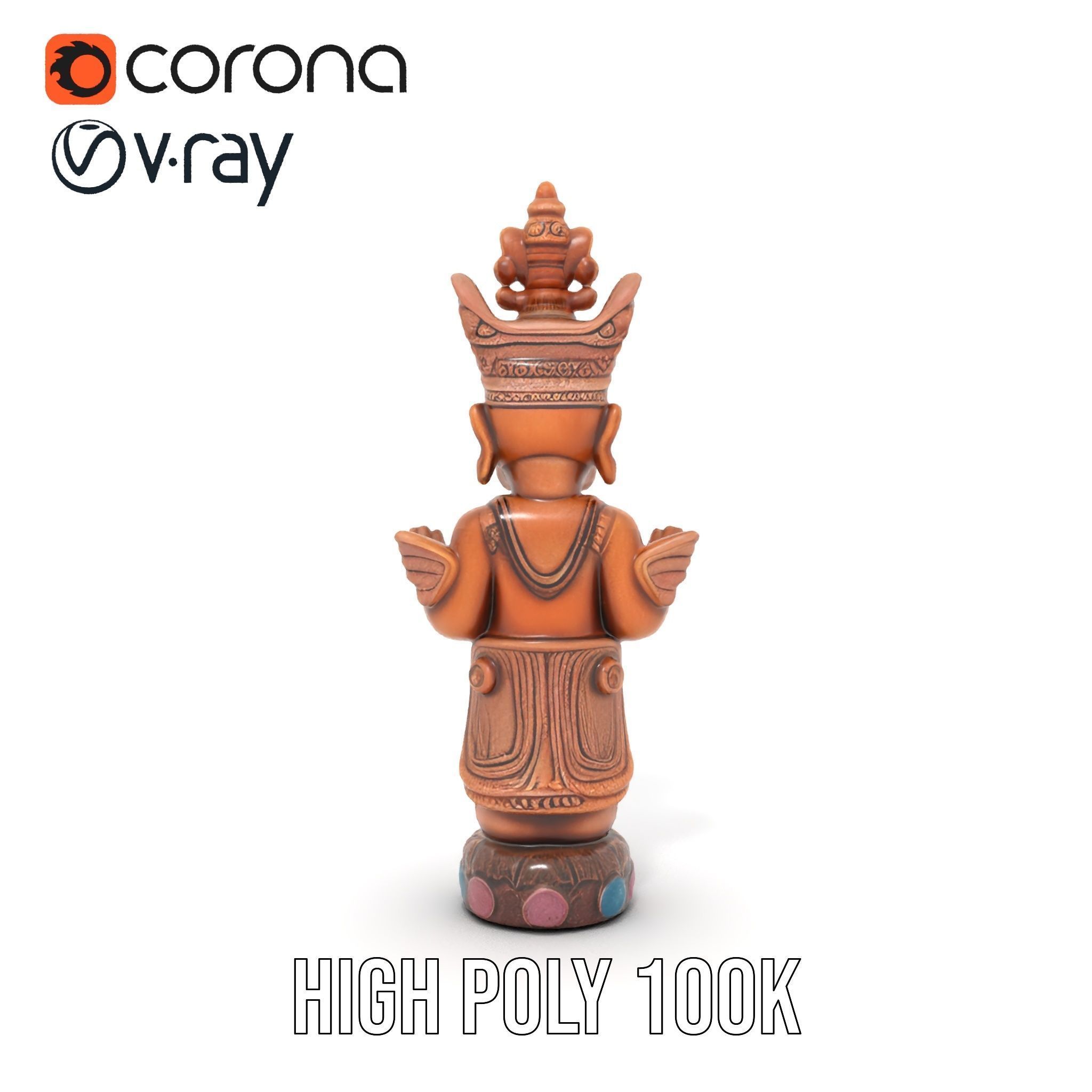 Ornate Wooden Sculpture Model Pack Low-poly 3D model_28