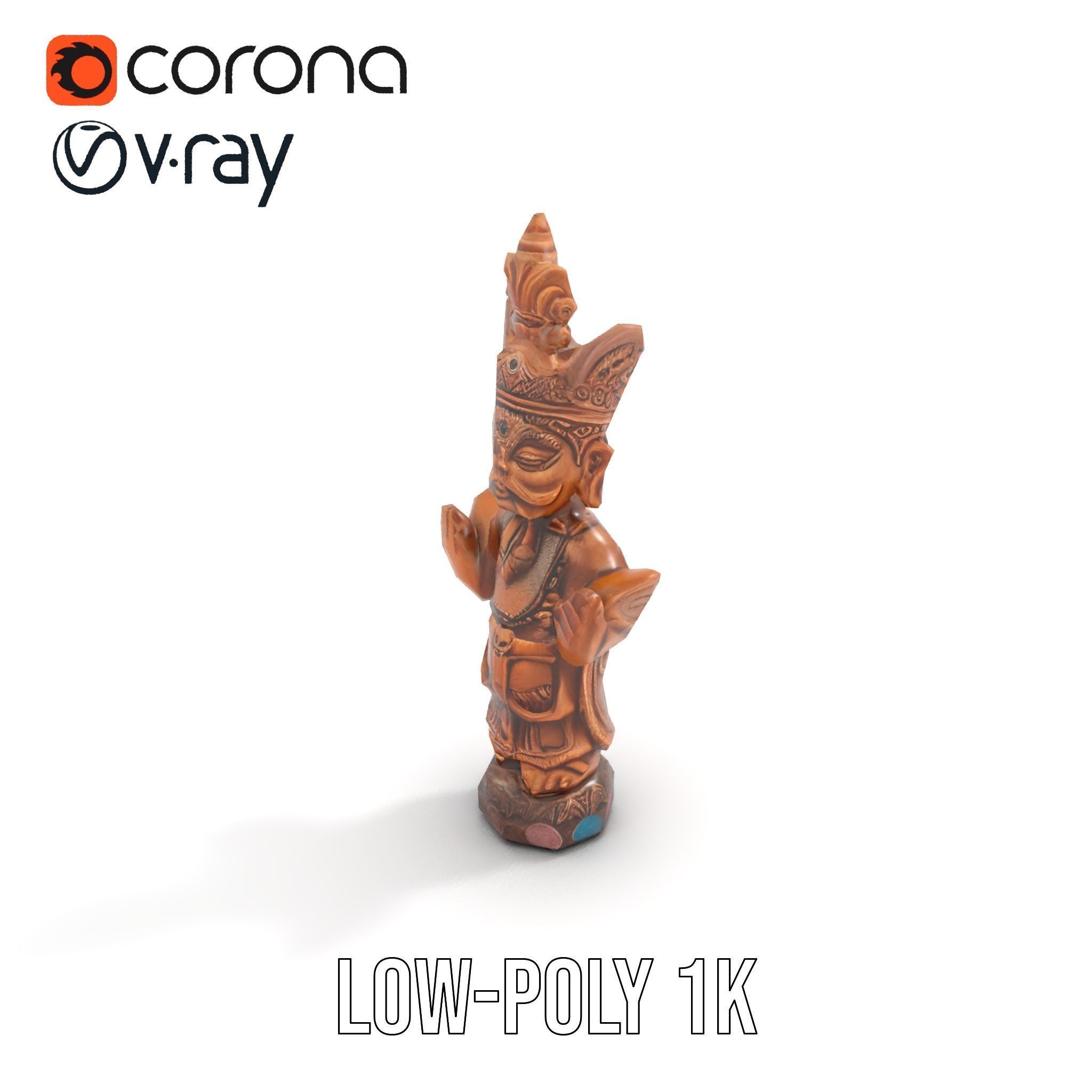 Ornate Wooden Sculpture Model Pack Low-poly 3D model_7