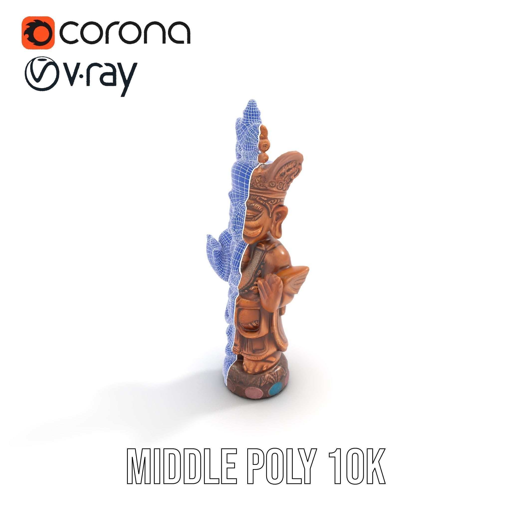 Ornate Wooden Sculpture Model Pack Low-poly 3D model_29