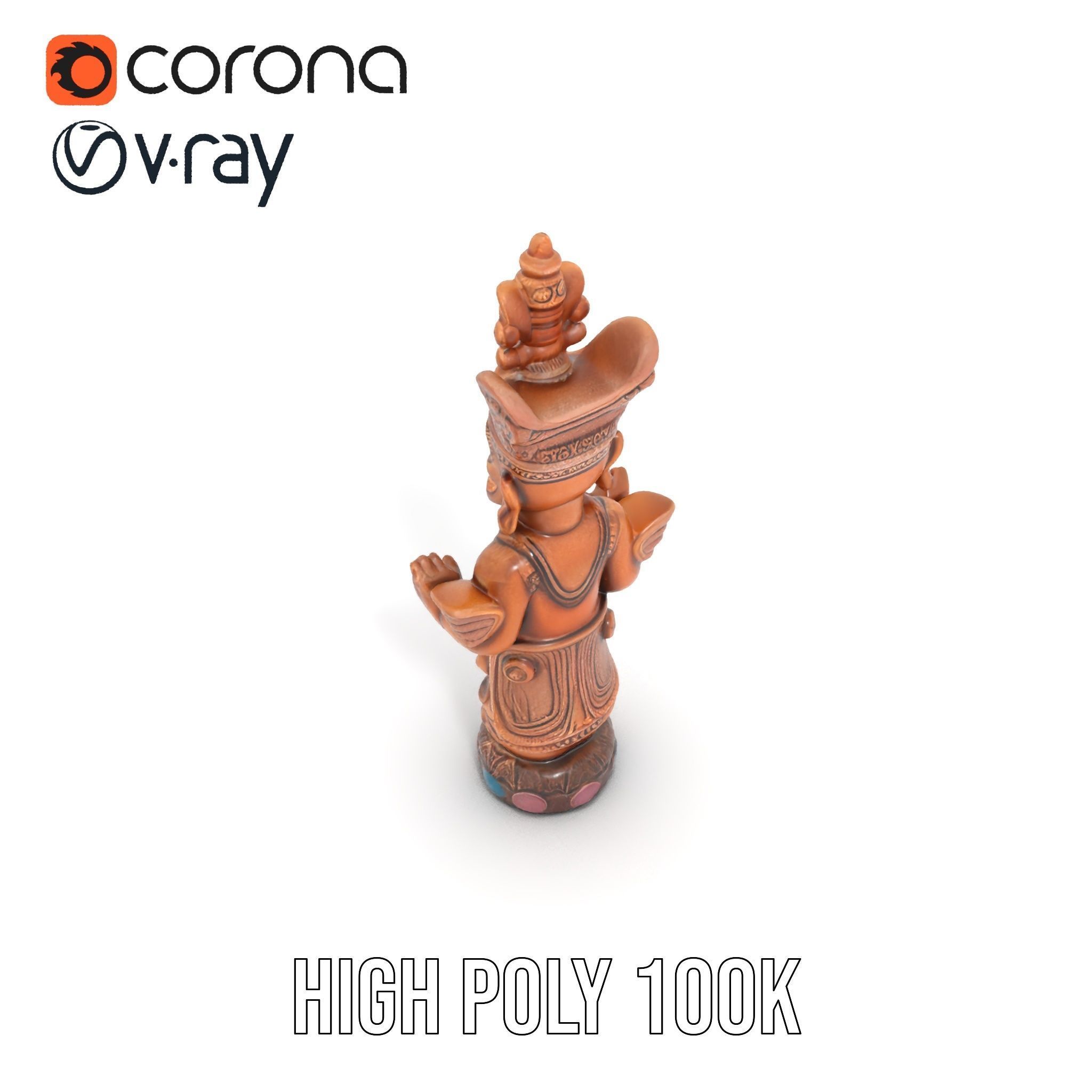 Ornate Wooden Sculpture Model Pack Low-poly 3D model_23