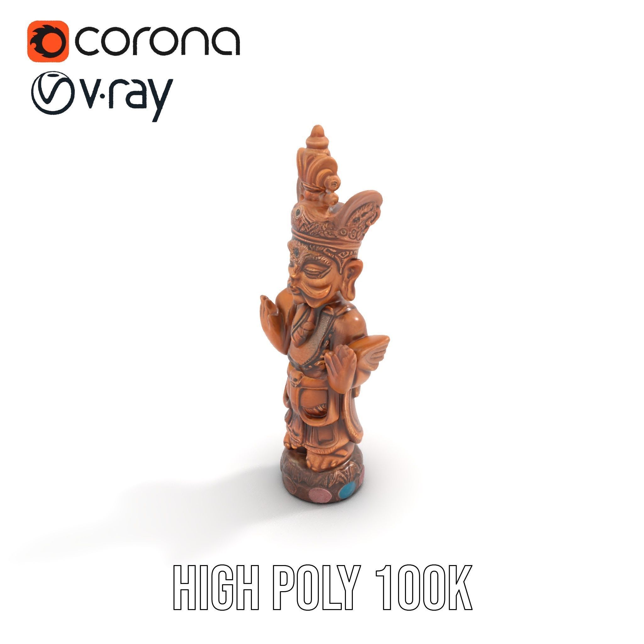 Ornate Wooden Sculpture Model Pack Low-poly 3D model_15